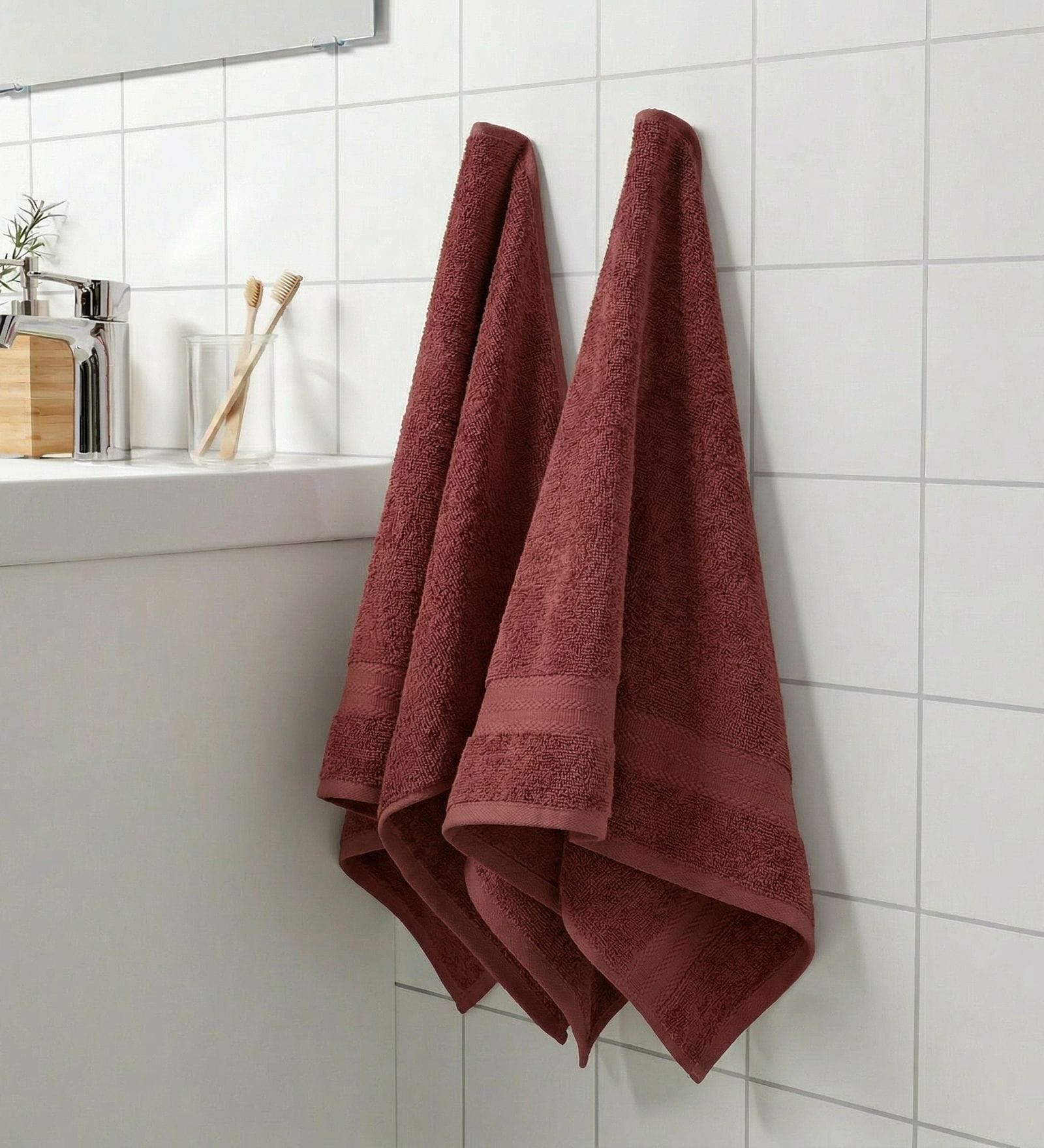 Pink 100% Cotton 380 Gsm Hand Towel 2 Pc