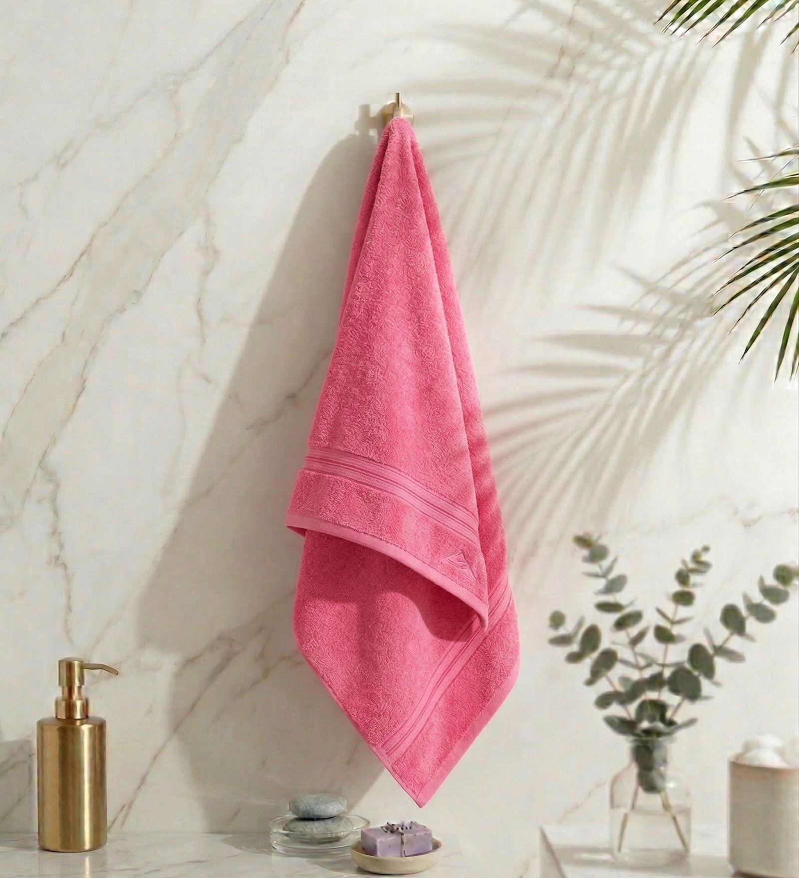 Pink 100% Cotton 400 Gsm Bath Towel