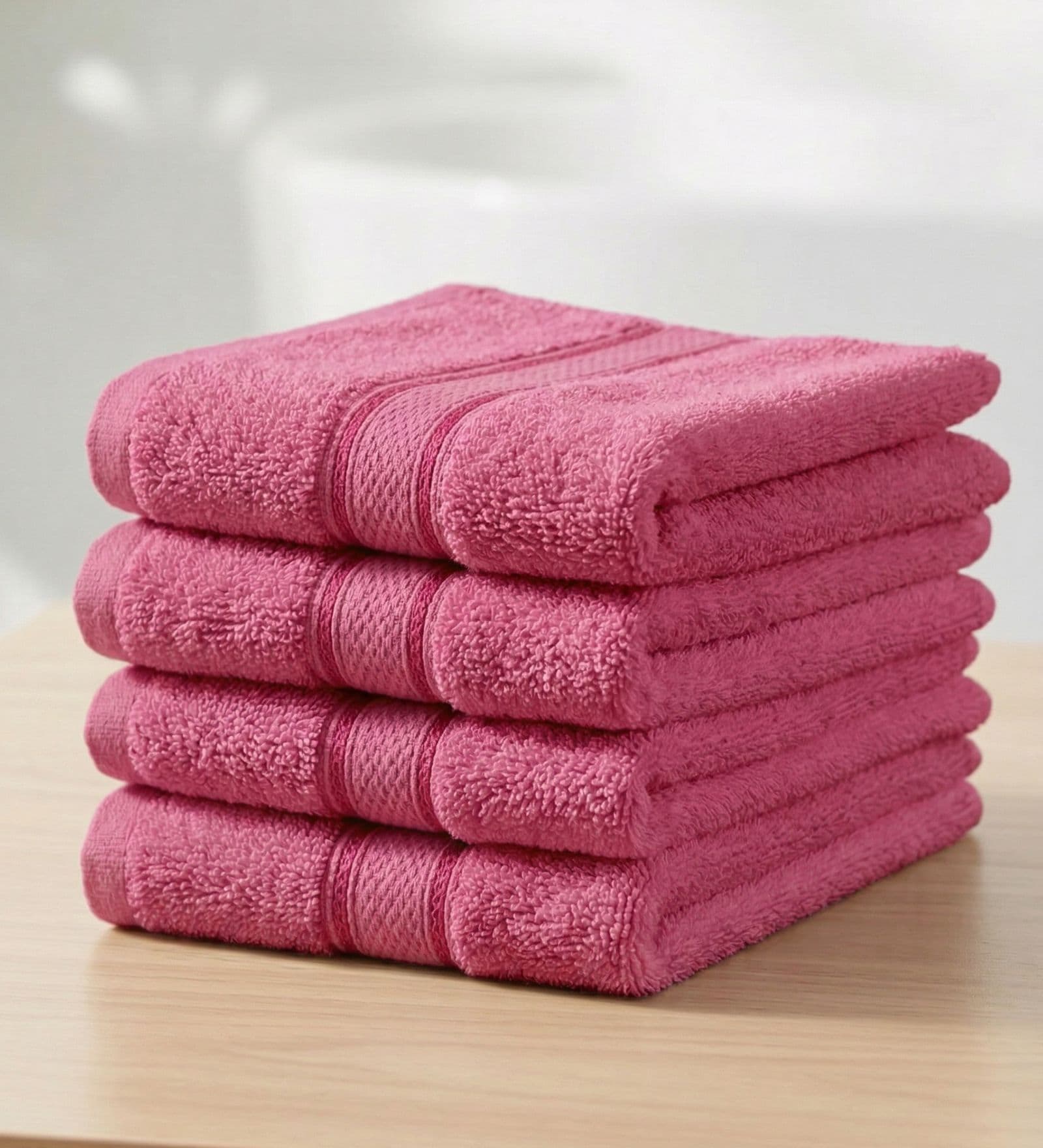Pink 100% Cotton 400 Gsm Face Towel 4 Pc
