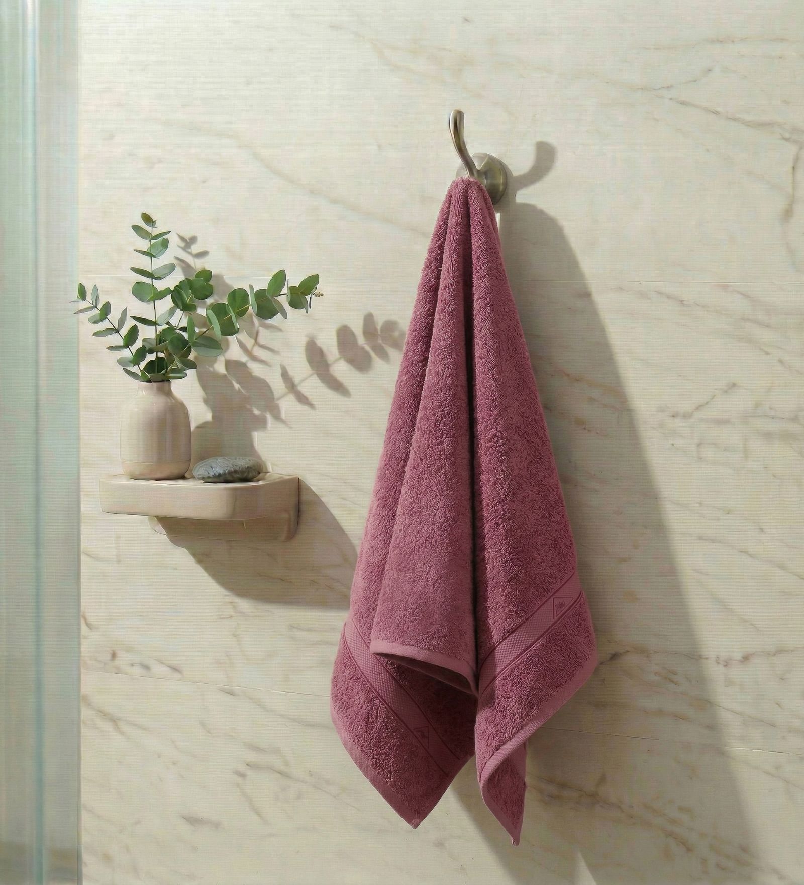 Pink 100% Cotton 525 Gsm Bath Towel