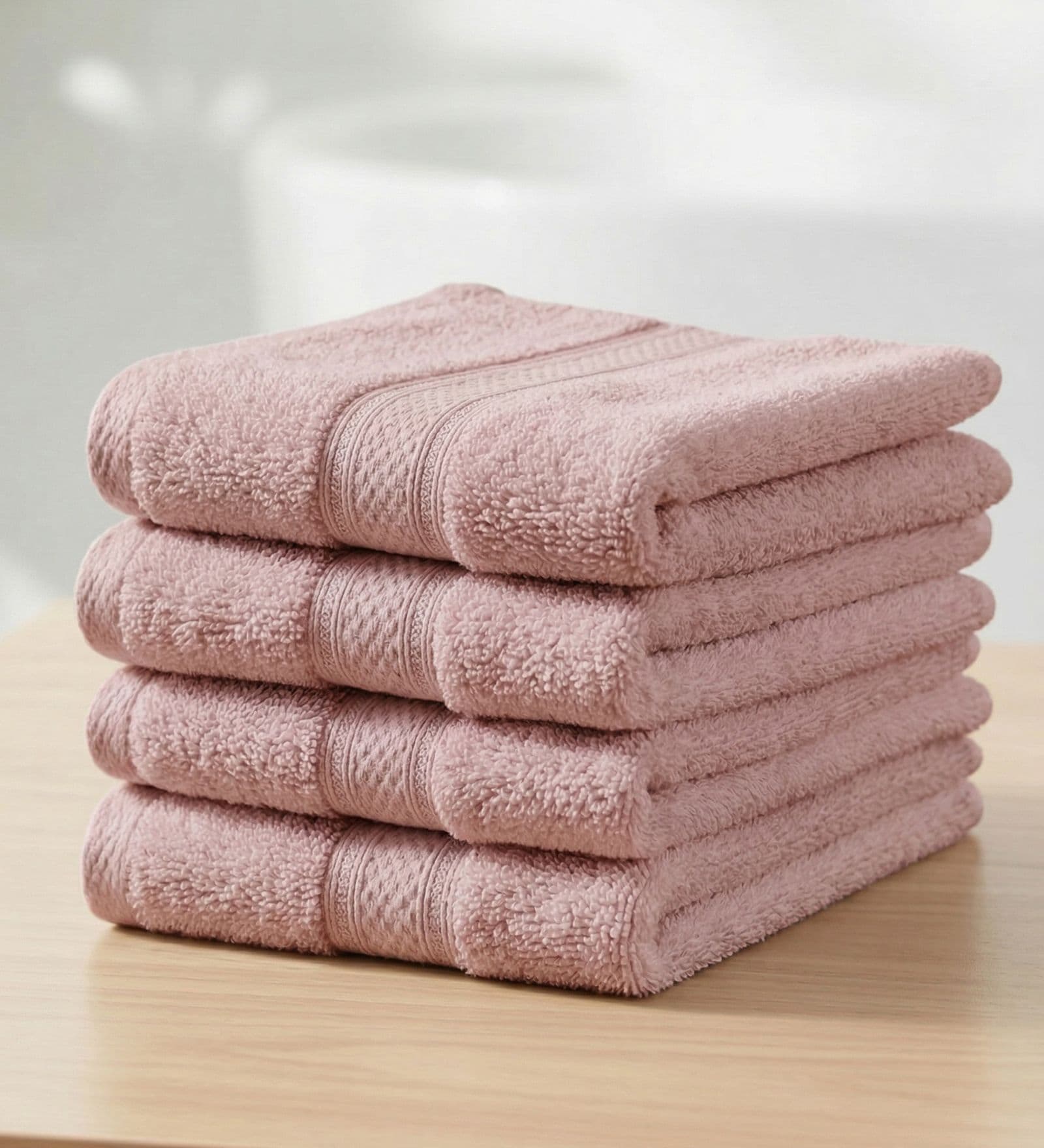 Pink 100% Cotton 600 Gsm Face Towel 4 Pc