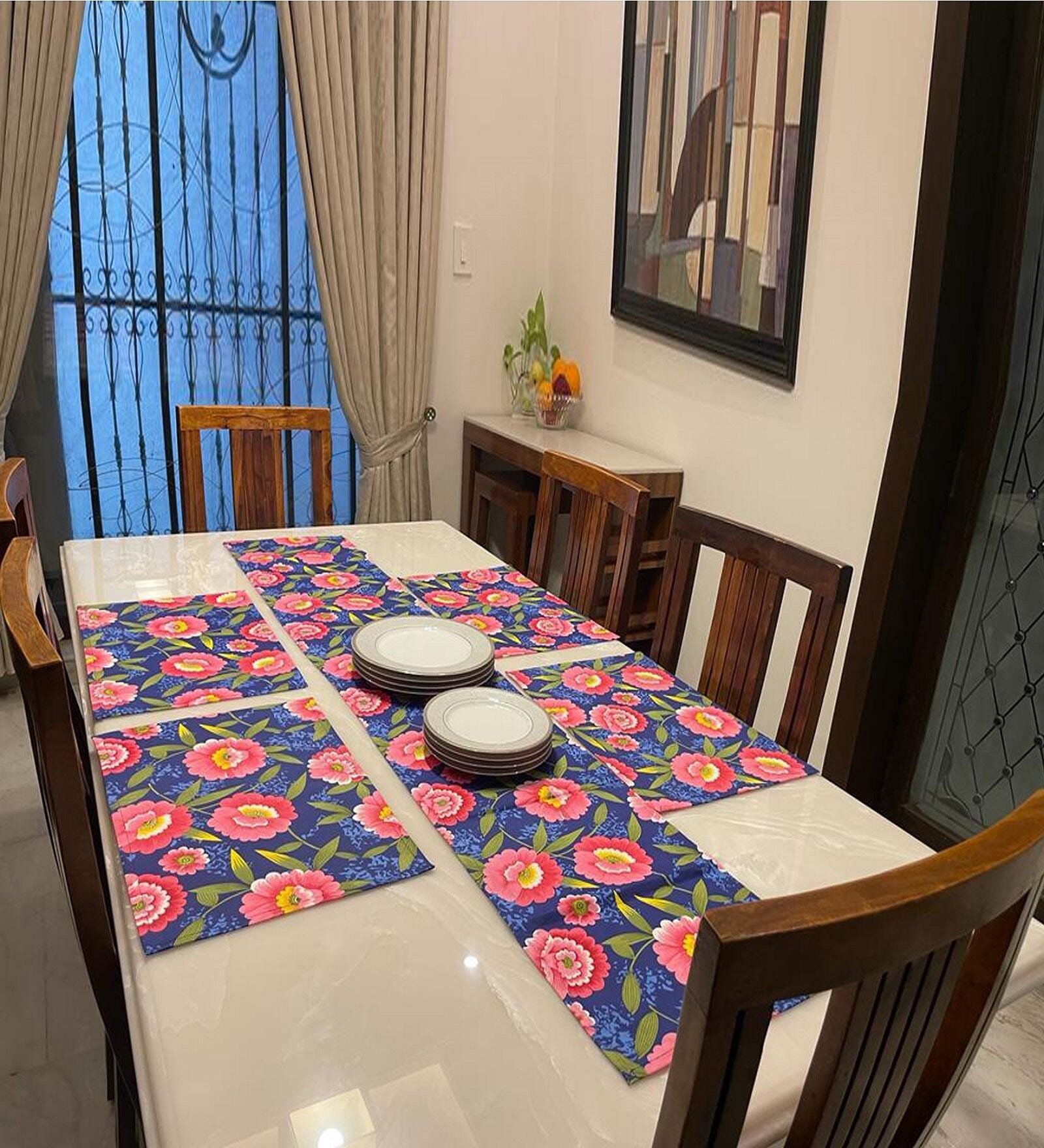 Floral Passion (72x13) Pink & Blue Cotton Table Runner