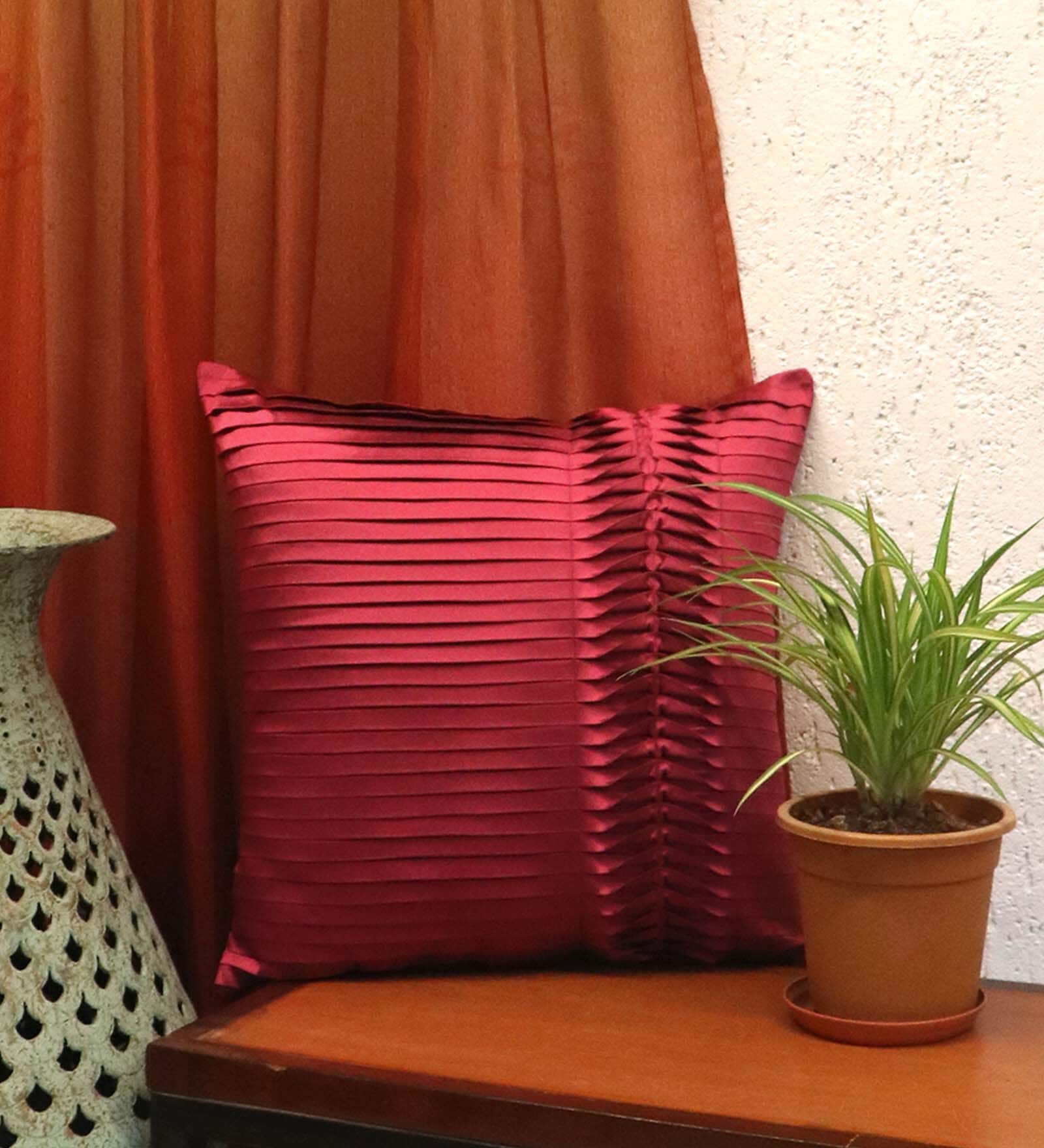 Pink Textured Polyester 16 x 16 Inch Cushion Cover