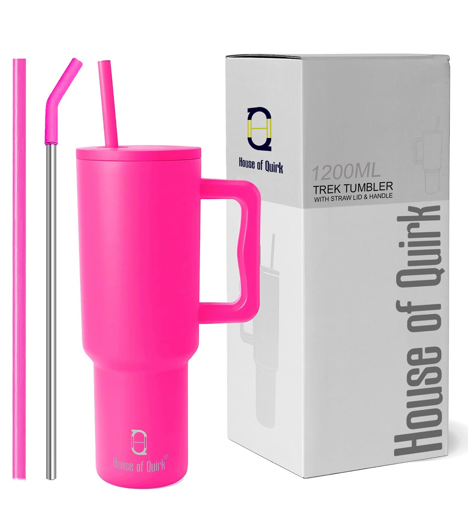 Pink 1200ml Stainless Steel Double Insulated Leak Proof Coffee Tumbler with Lid & Straw