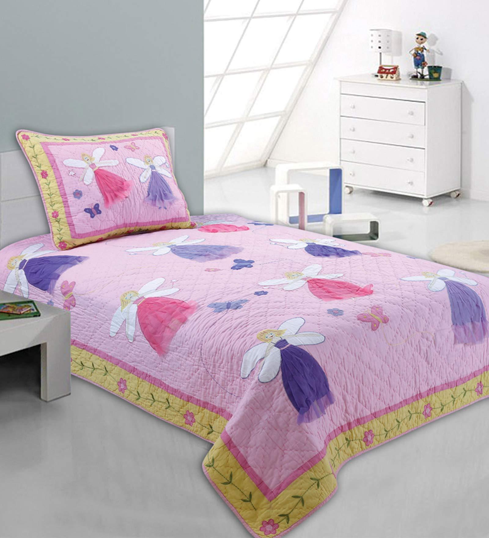 Buy Pink 250 GSM Queen Quilt and 2 Pillow covers By Quilting Tree at 57