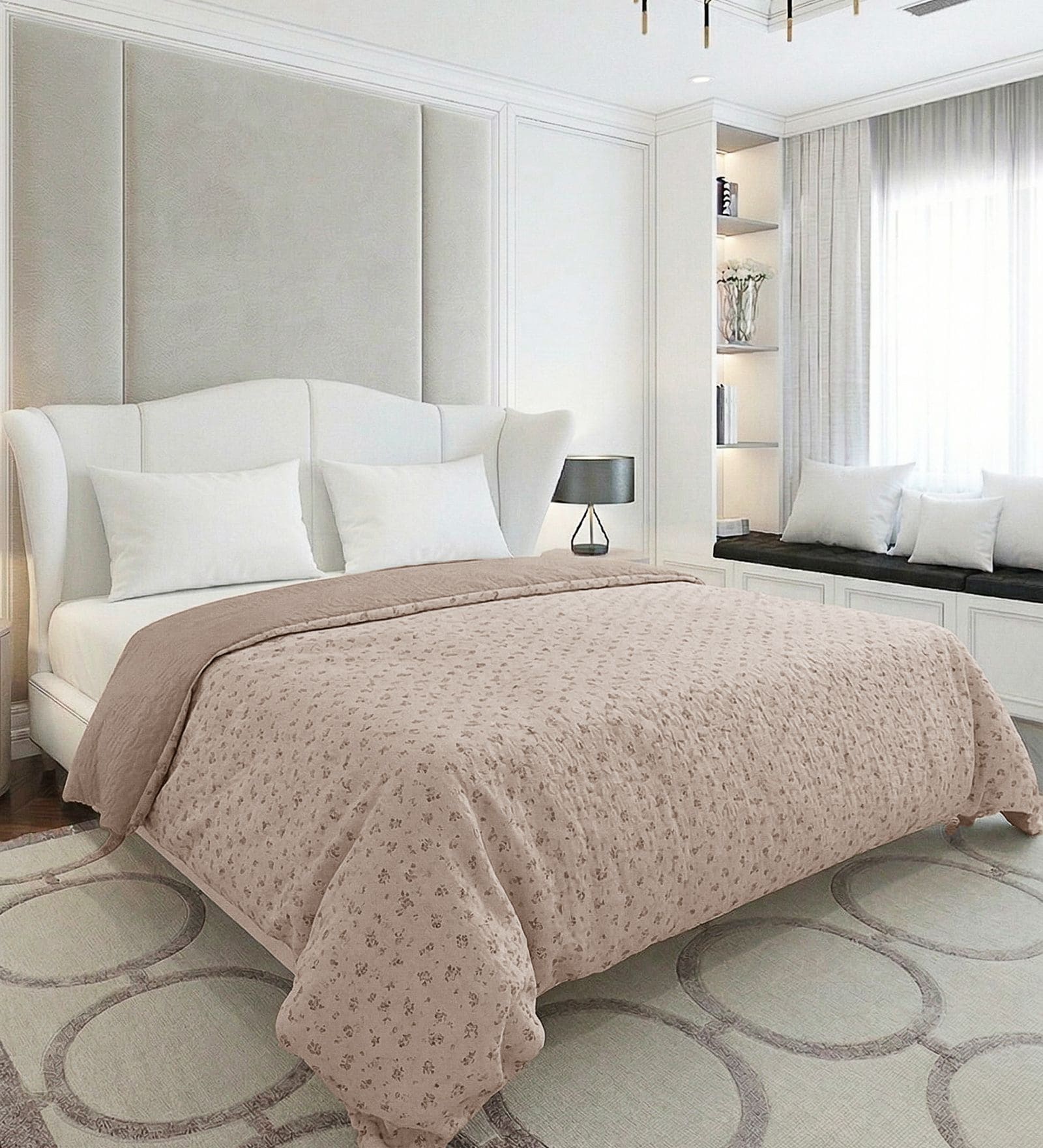 Pink 50% COTTON, 50% POLYESTER Solid 90 GSM King Bed Comforter