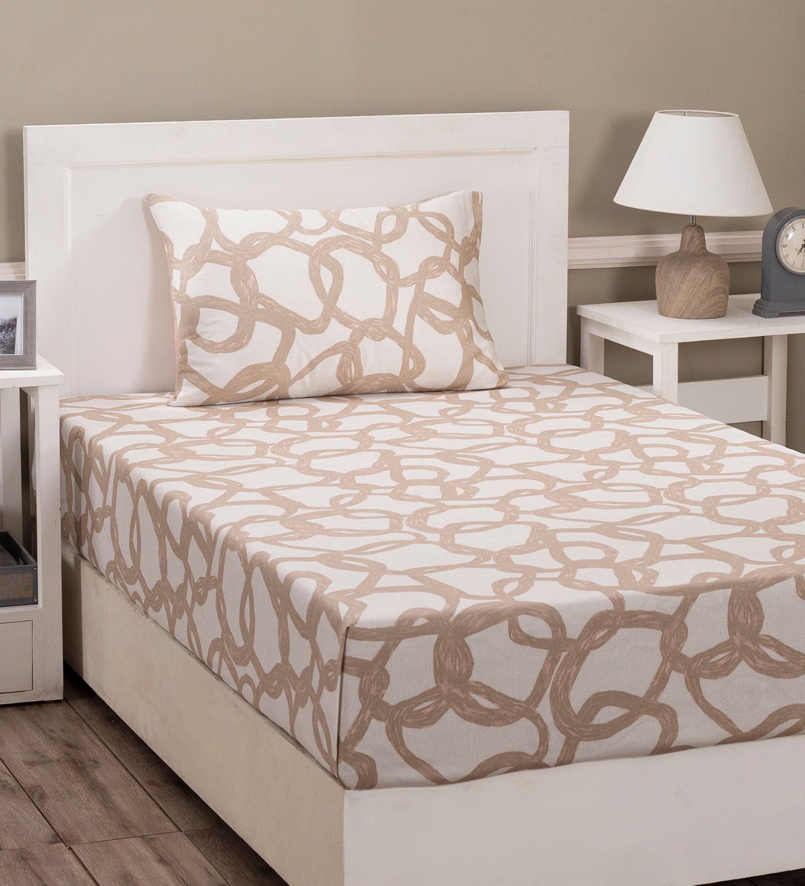 Pink Abstract 210 TC 100% Cotton Single Bed Sheet With 1 Pillow Cover Art Nouveau Collection