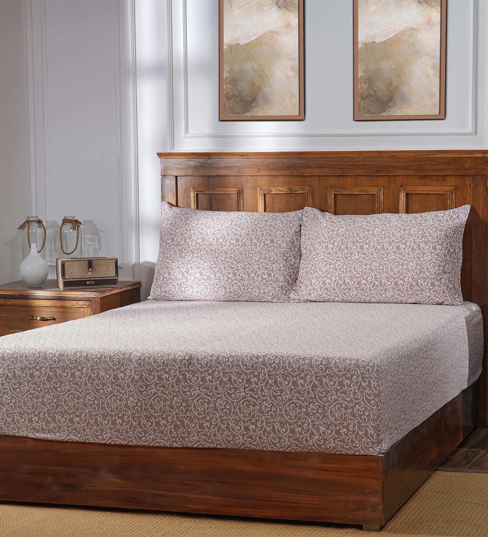 Pink Abstract 400 TC Cotton Vintage Acanthus Acanthus Serenity Collection