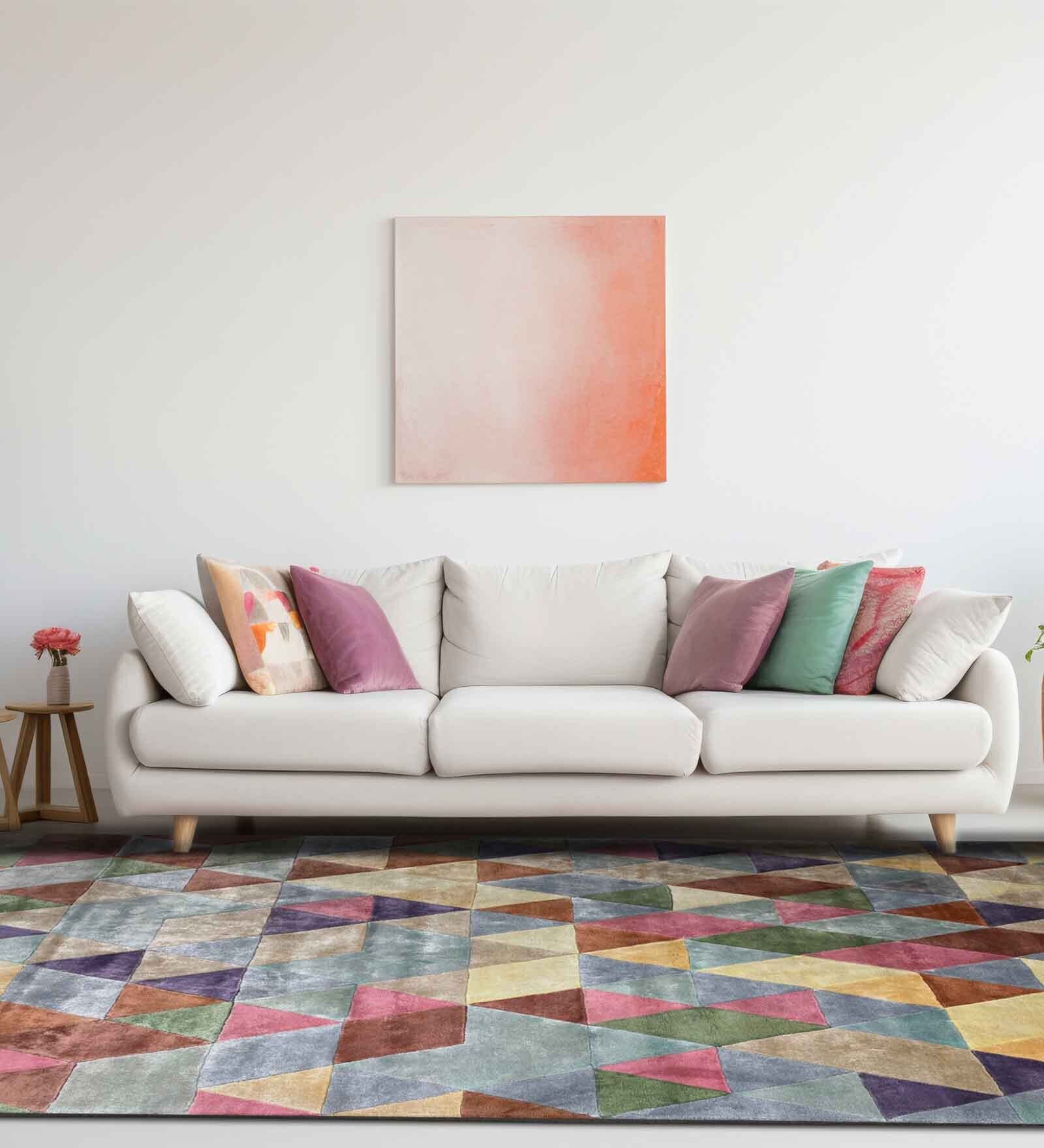 Pink Abstract Bamboo Silk 4 ft x 6 ft Hand Tufted Carpet