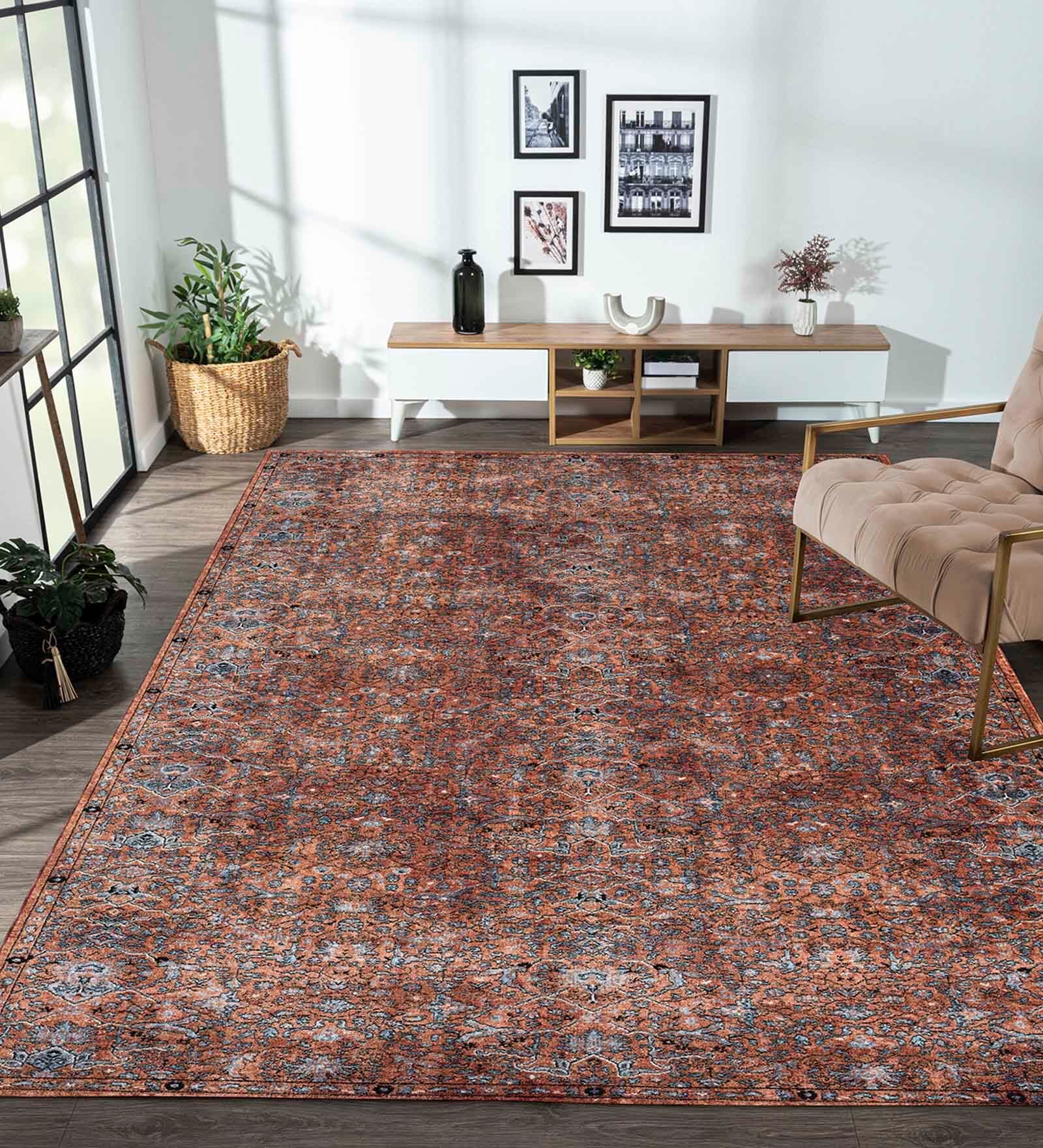 Pink Abstract Polyester 59x32 Inches Machine Made Floor Runner