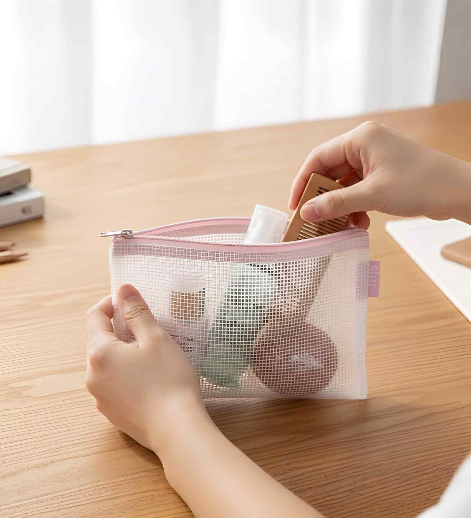 Pink Accessory Polypropyleneer Pouch Travel Cosmetic Bag Multipurpose Organizer