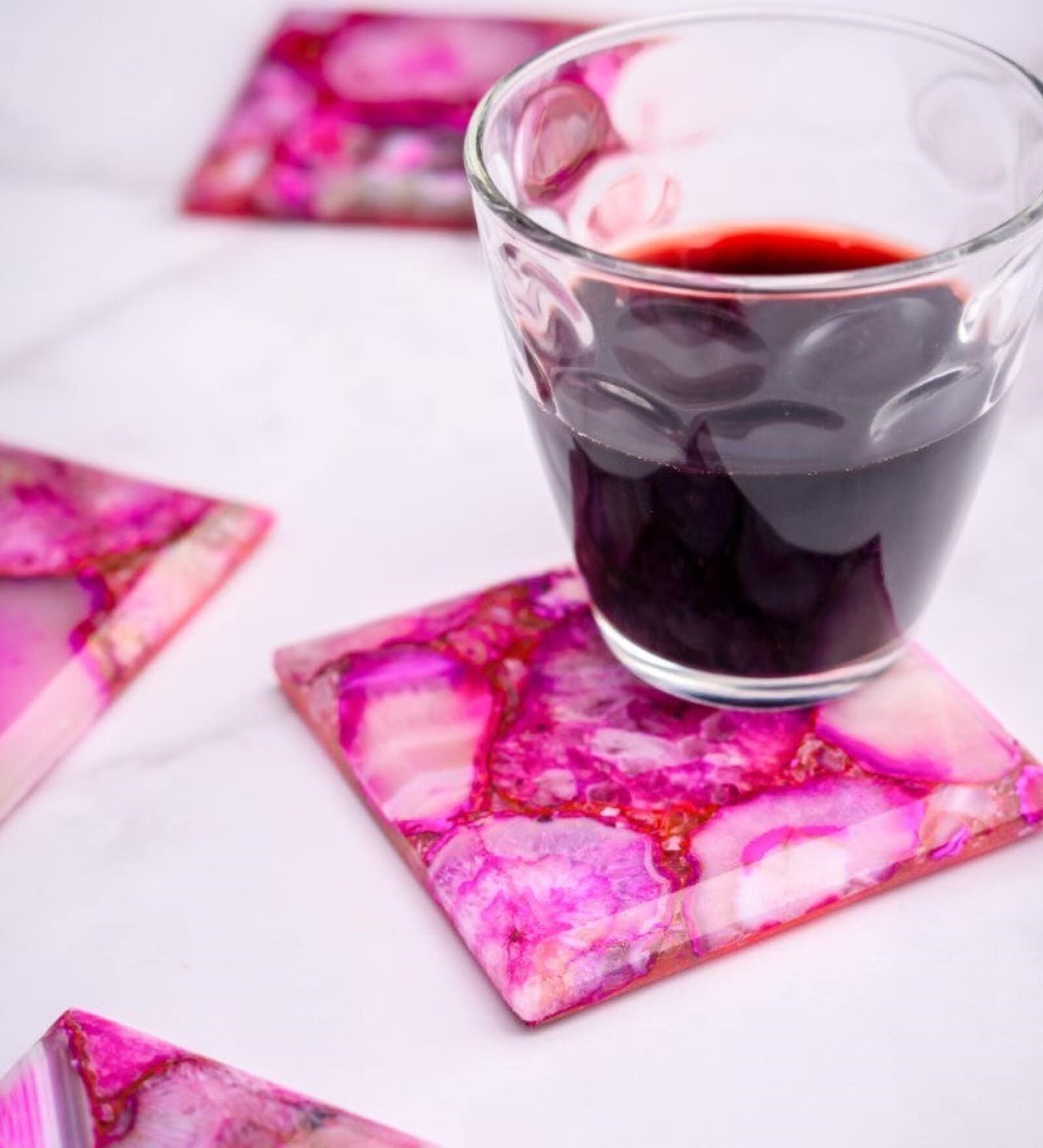 Pink Agate Square Coasters
