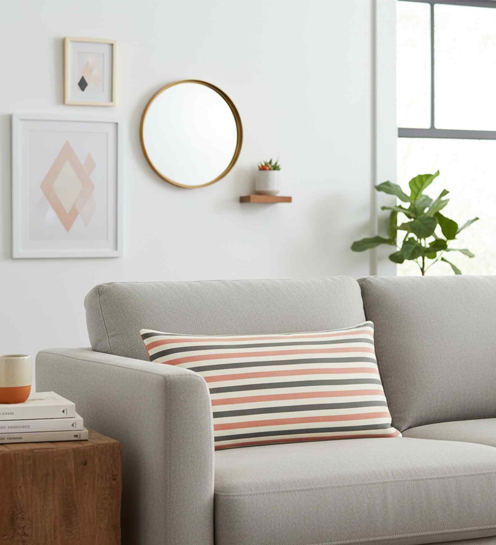 Pink and Grey 100% Cotton Candy Stripes 12X20 Inches Knitted Cushion Cover