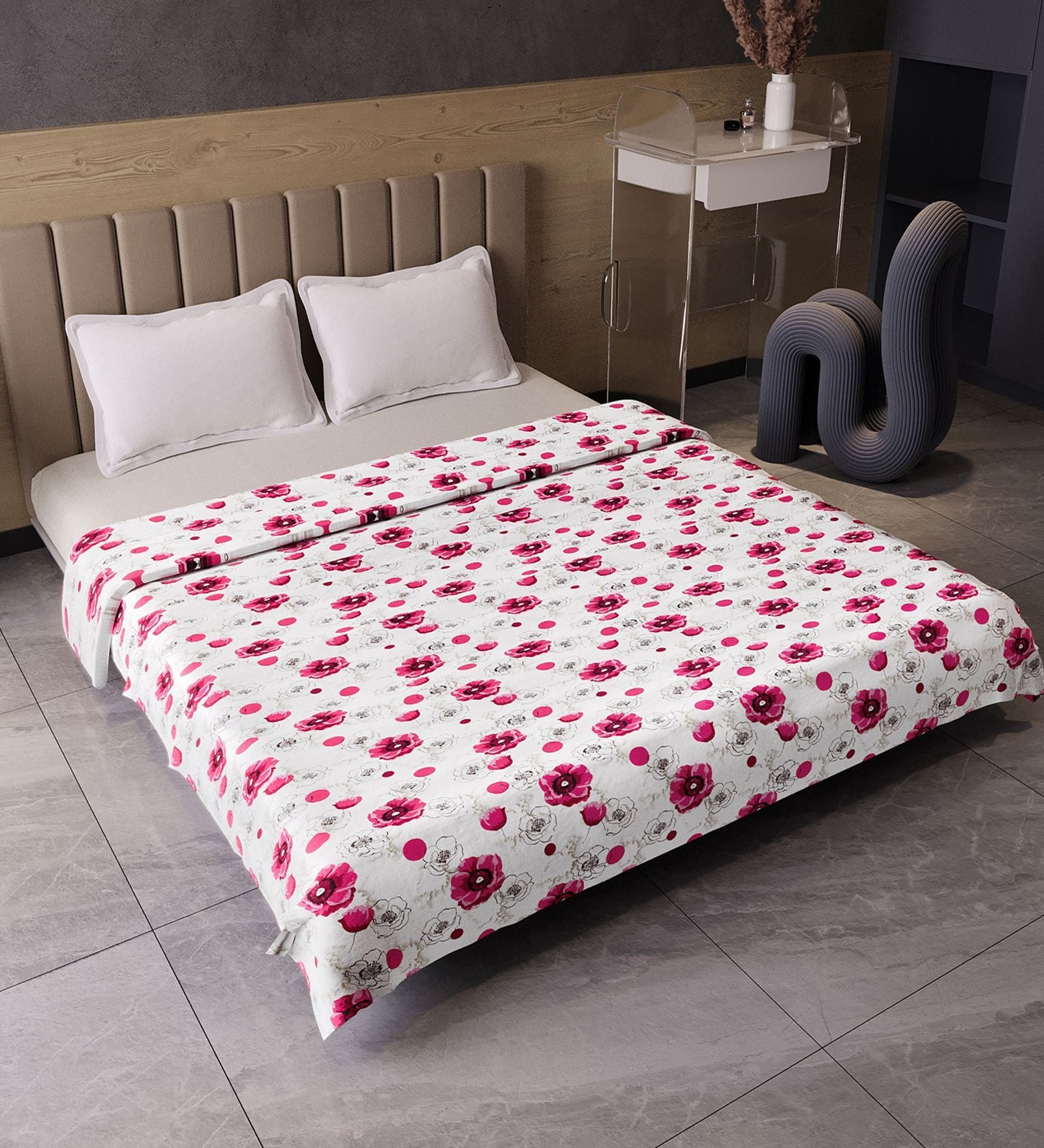 Pink Blossom Cotton Floral 120 Gsm Double Dohar