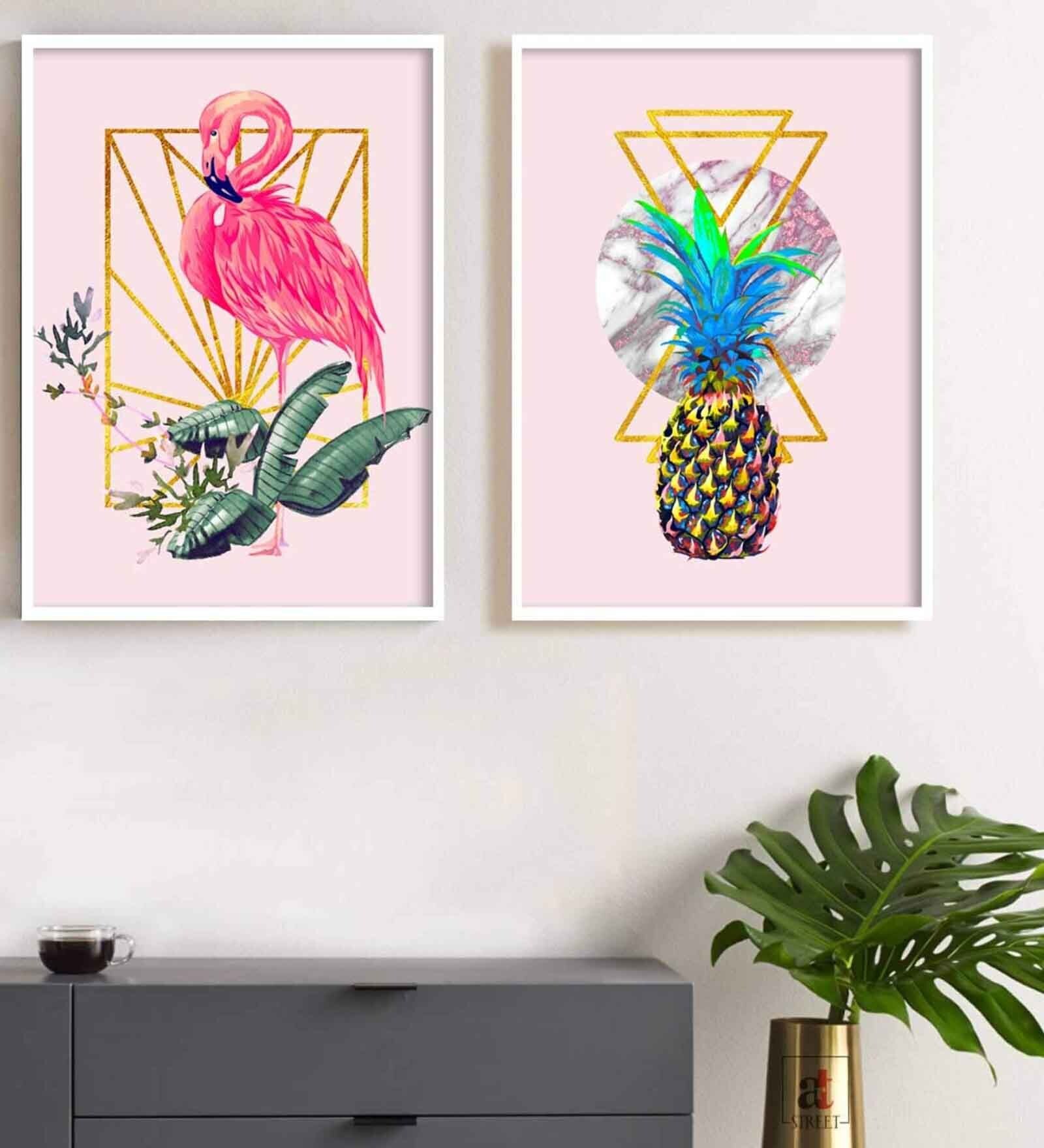 Noble Knowledge Works Blue Canvas Framed Wildlife Art Print Set of 2