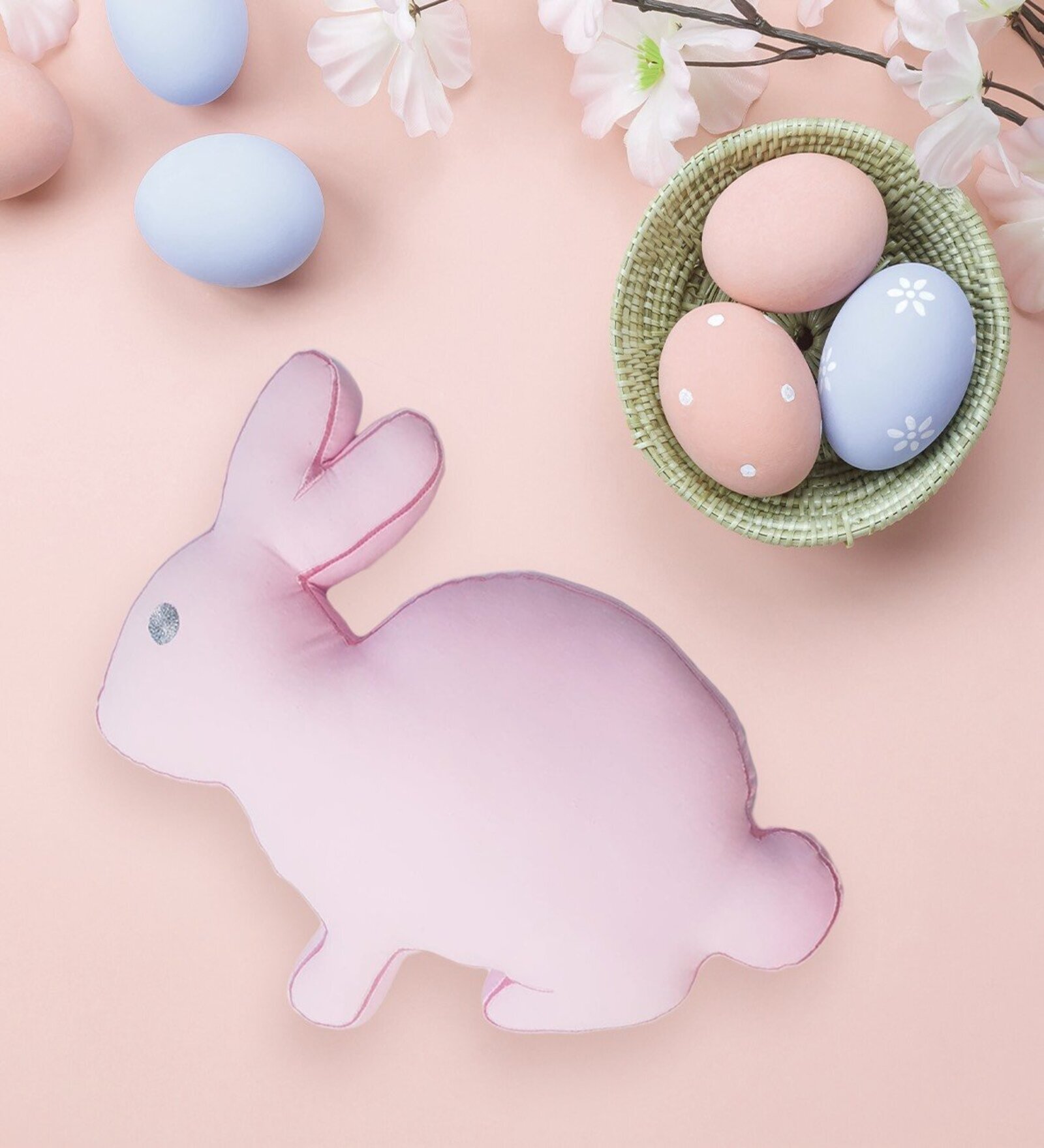 Pink Poly Cotton Bunny Shaped Pillow