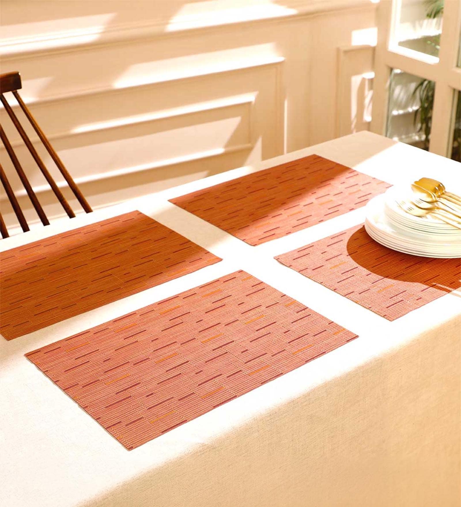Pink Ceila Rectangular PVC Dining Table Placemat