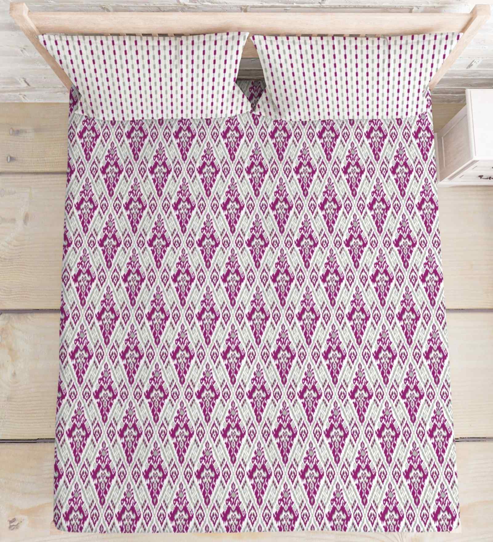 Pink Cotton 1 Double Queen Bedsheet with 2 Pillow Covers