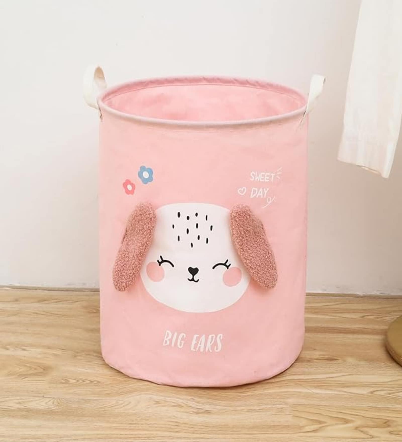 Pink Cotton Puppy 11 Ltrs Laundry Basket Cum Kids Storage Organizer