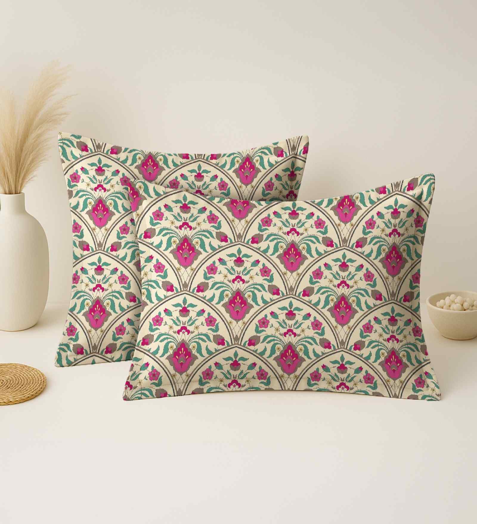 Pink Cotton 27x18 Inches Pillow Covers (Set of 2)