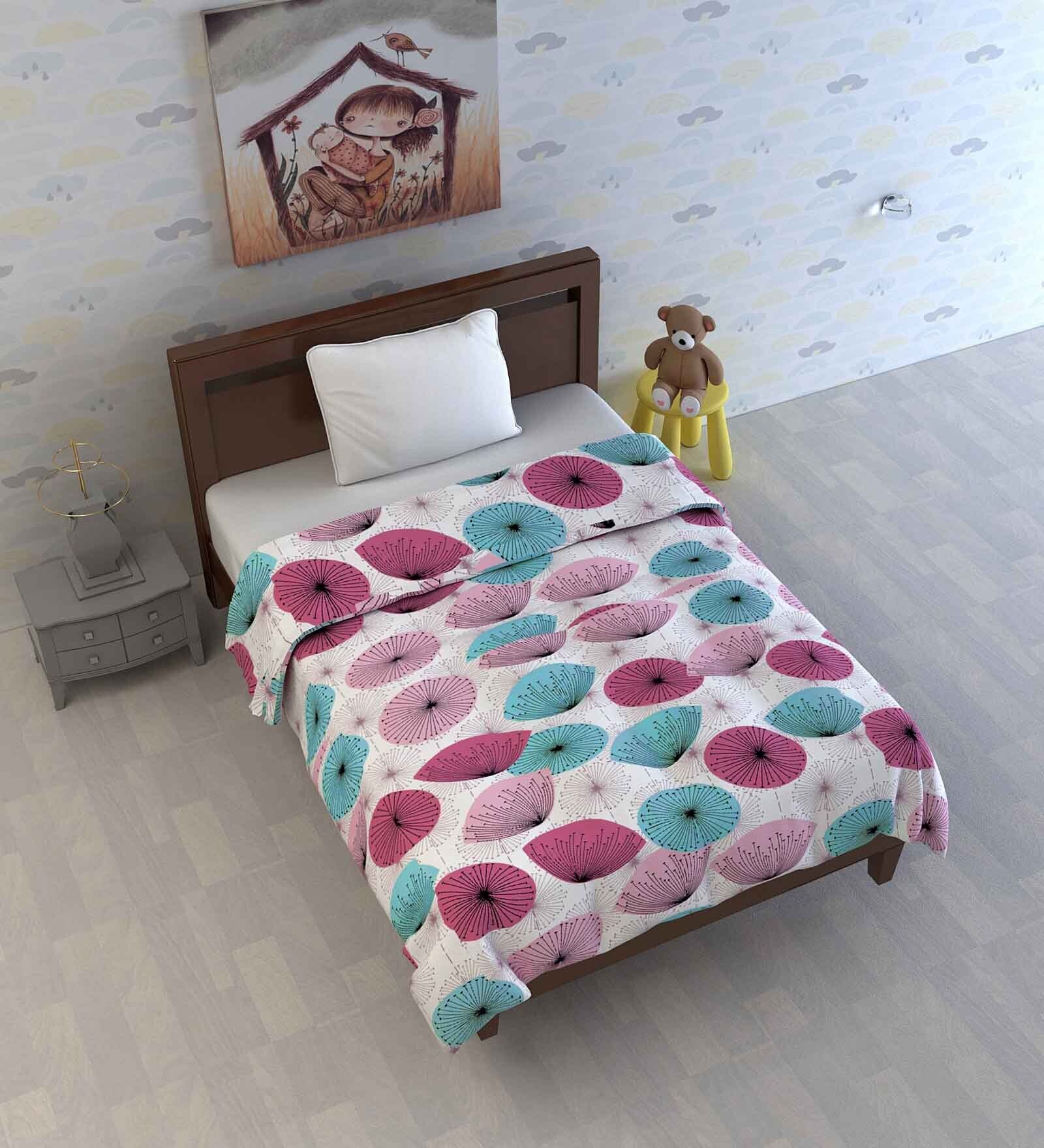 Pink Cotton Abstract 120 GSM  Single Bed Kids Dohar