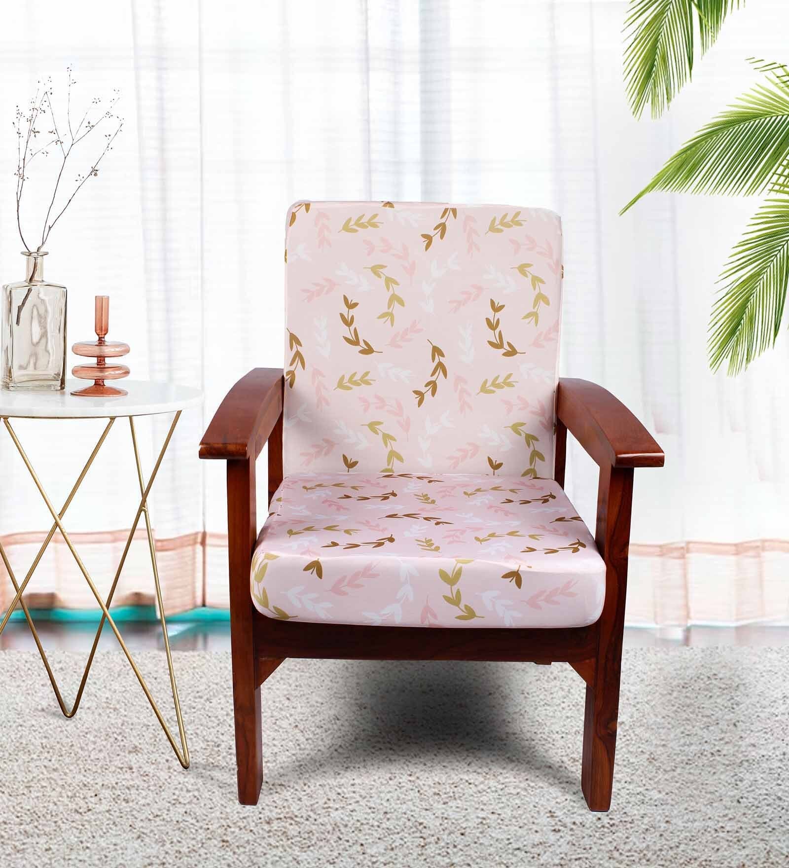 Pink Cotton Abstract 20x20 Inches 1 Seater Sofa Chair Covers (Pack of 10)