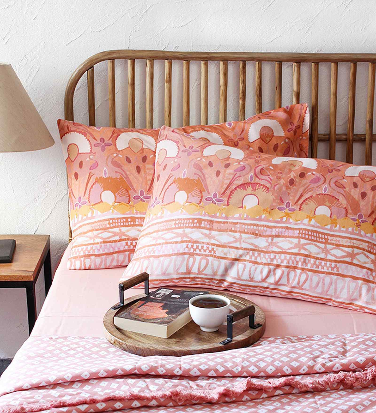 Pink Cotton Abstract 28x18 inches Pillow Cover Set of 2