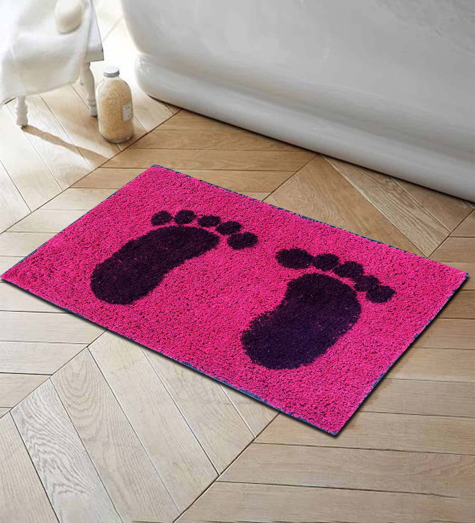 Buy Pink Cotton Abstract Pattern 30x20 Inch AntiSkid Door Mat Online