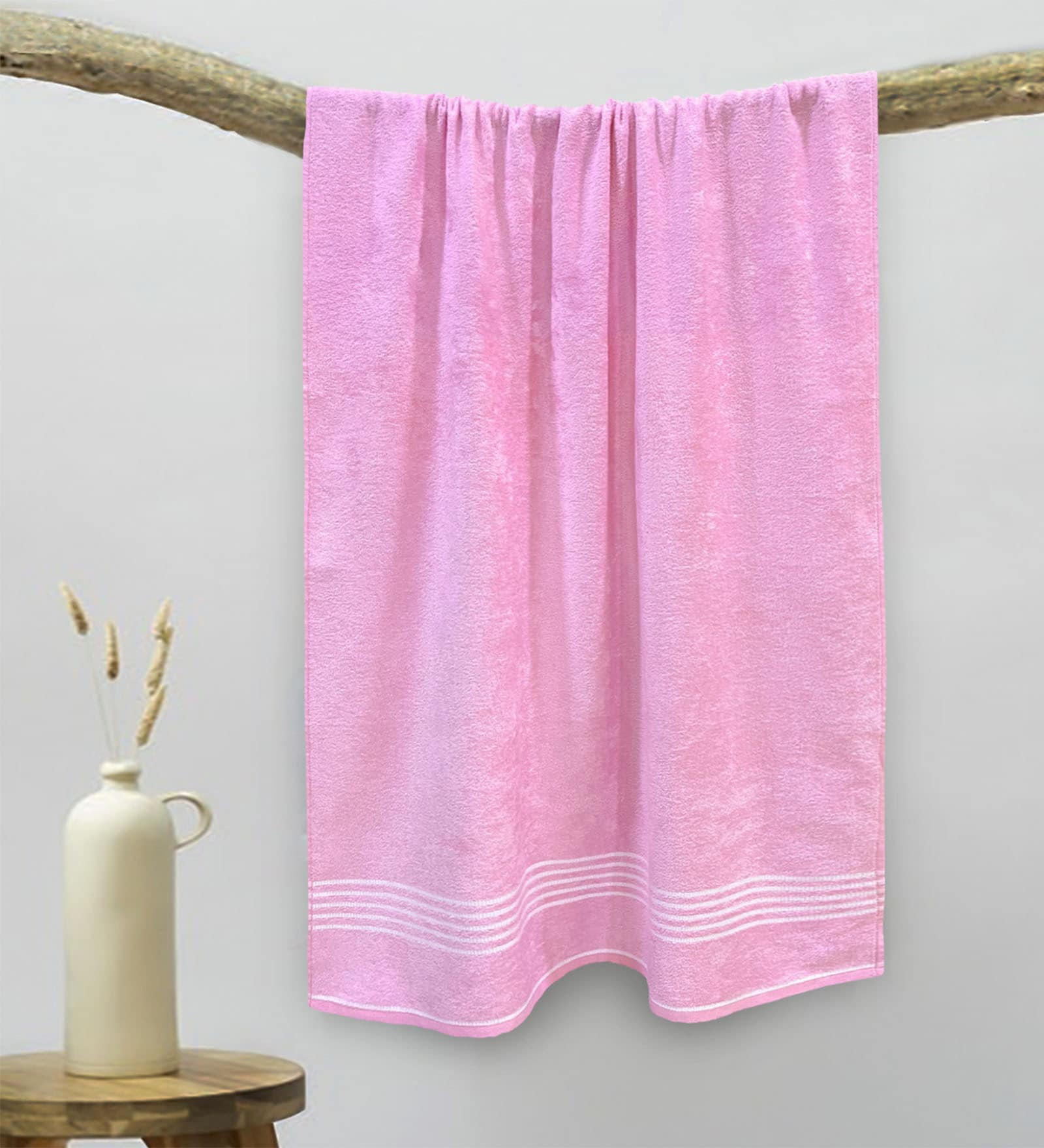 Pink Cotton Abstract 400 GSM Bath Towel (1Pc)