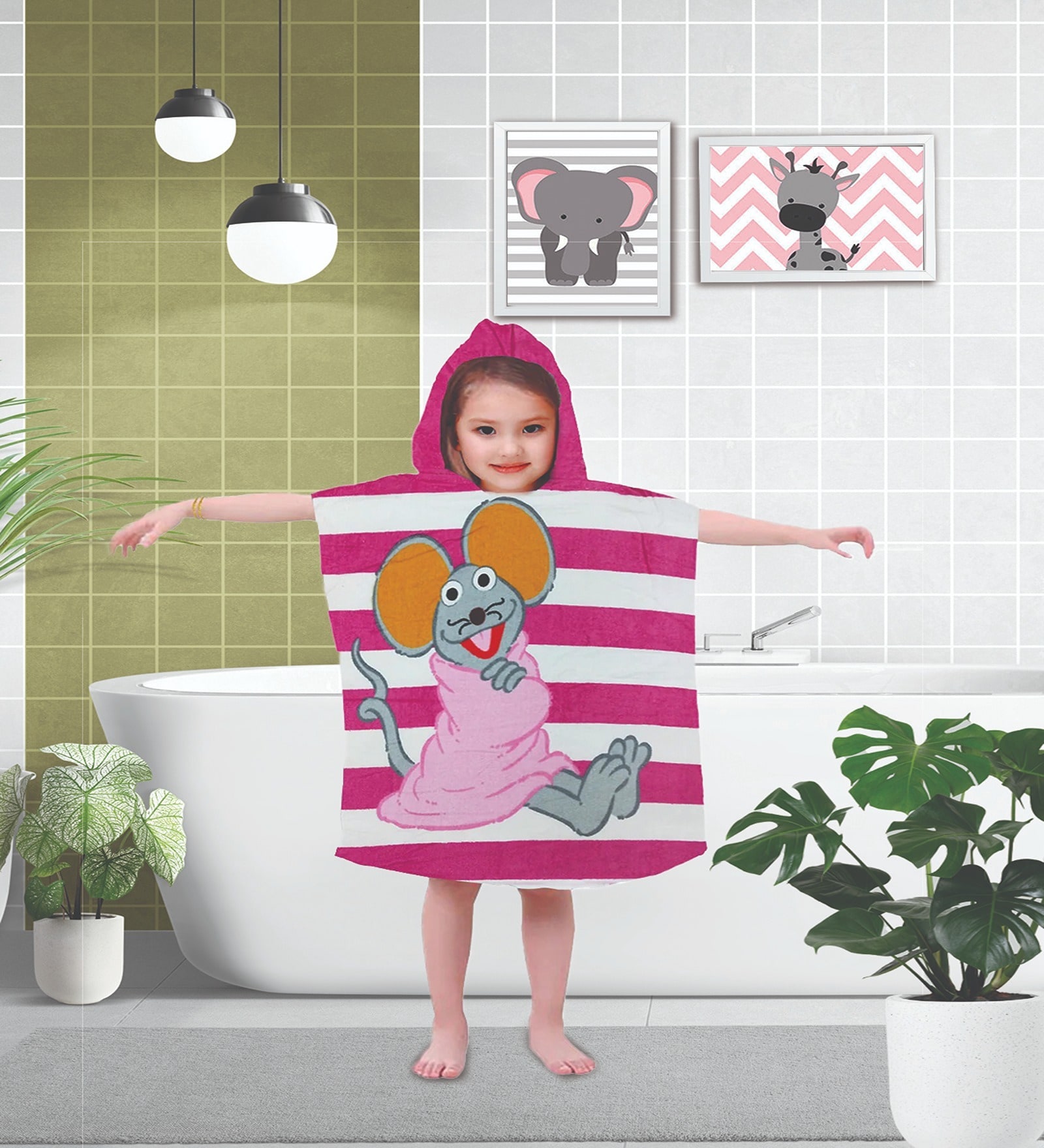 Pink Cotton Kids 220 GSM Bath Towel