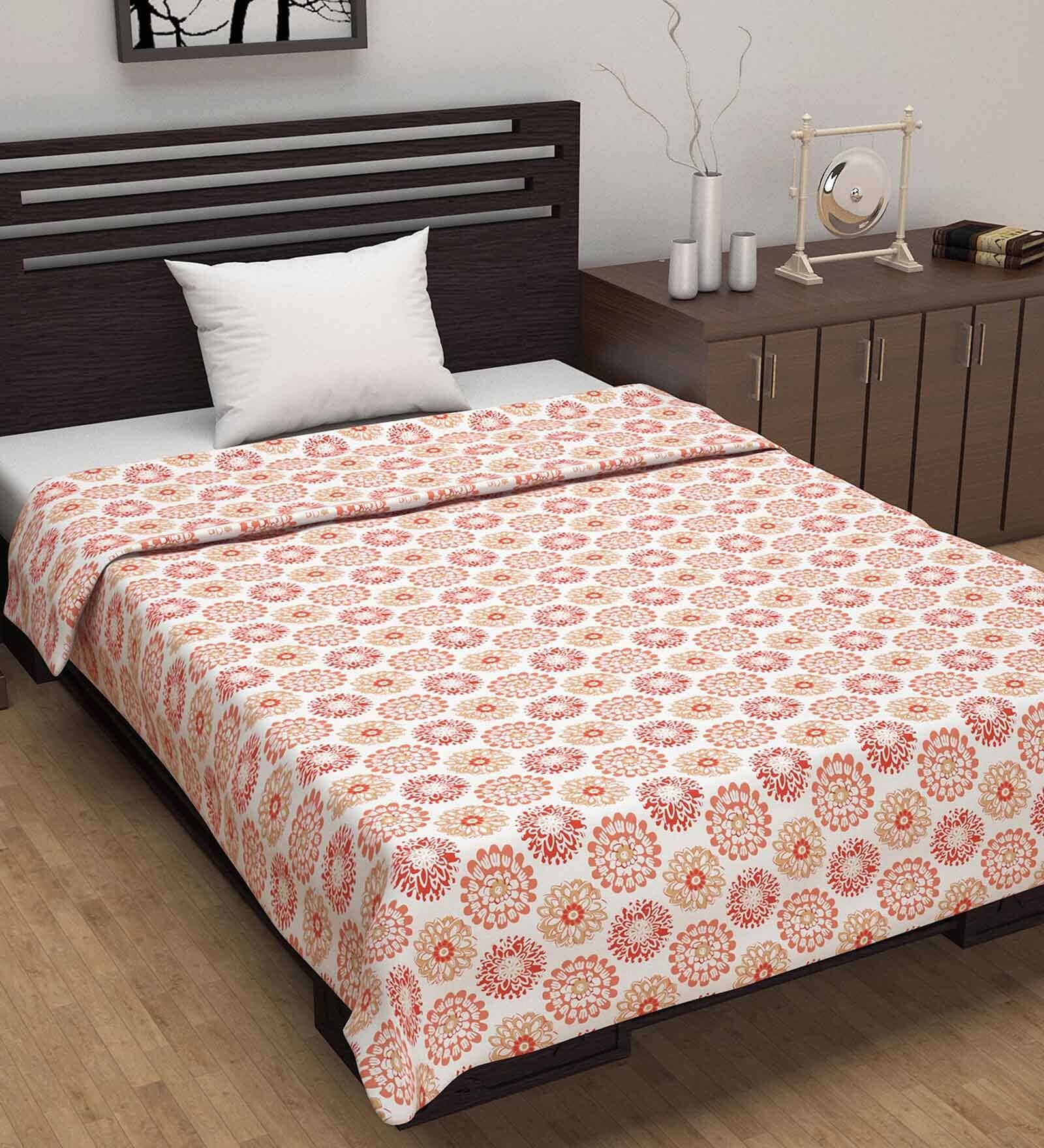 Pink Cotton Patterned 120 GSM Single Bed Dohar