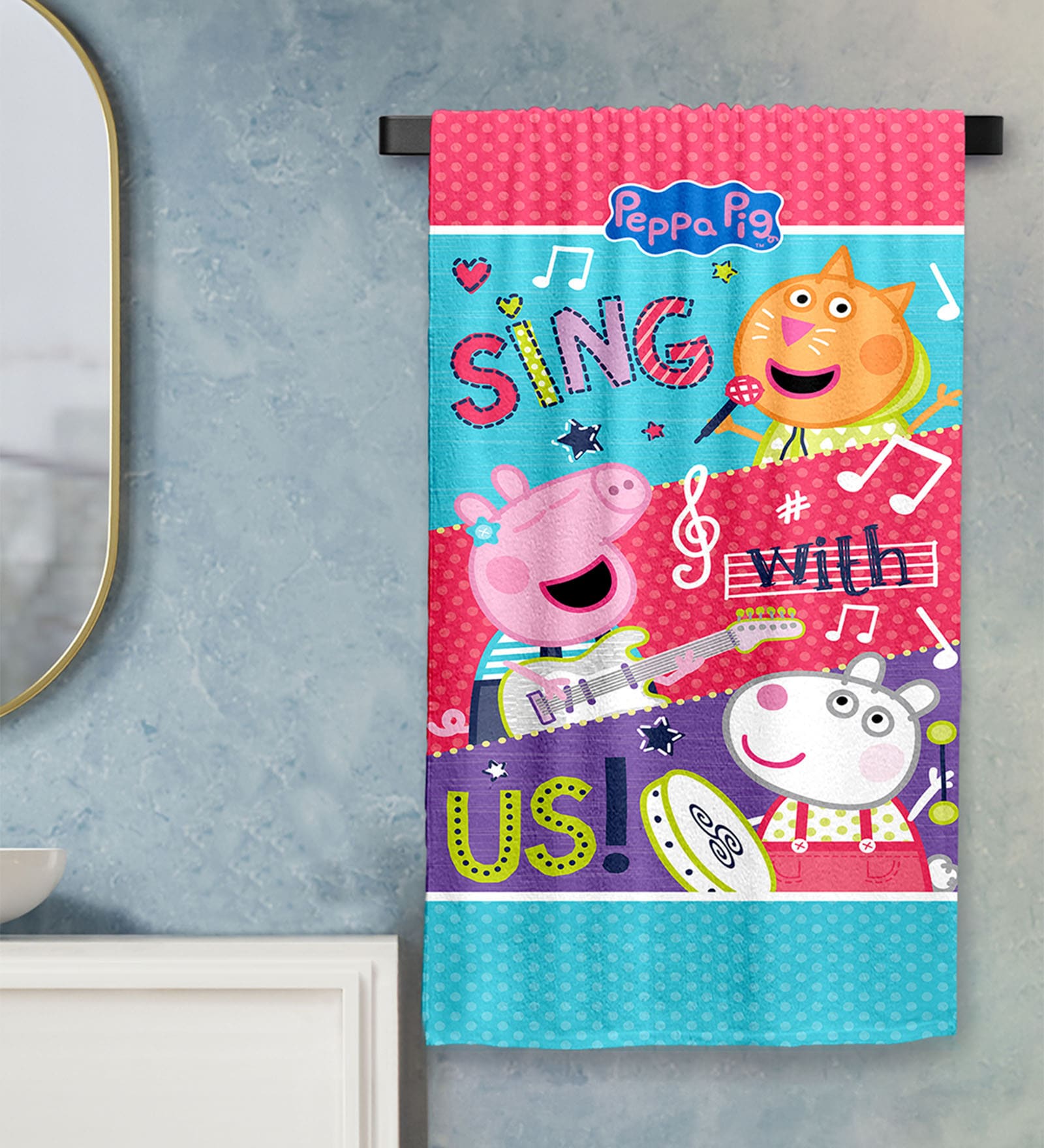 Pink Cotton Peppa Pig 400 GSM Bath Towel (1Pc)