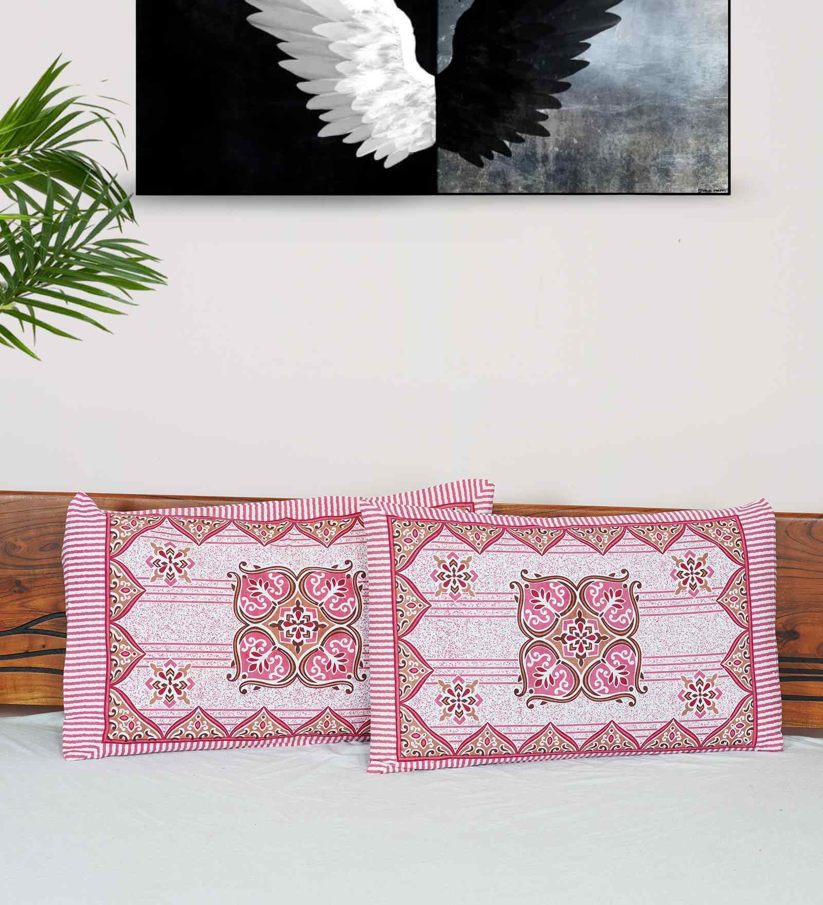 Pink Cotton Premium Quality 180 TC (17*27 Inches) Pillow Covers Set