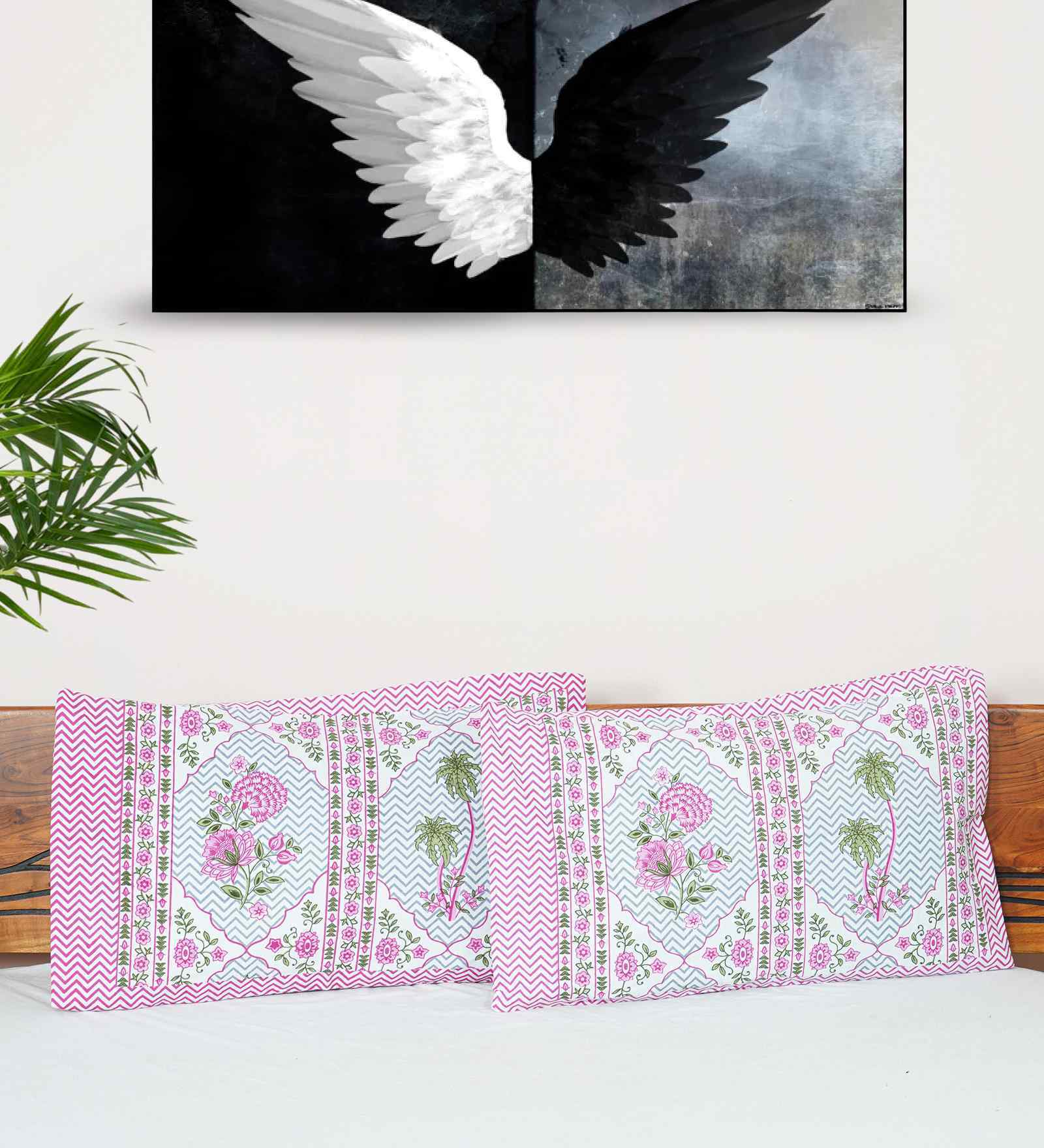 Pink Cotton Premium Quality 210 TC (18*28 Inches) Pillow Covers Set