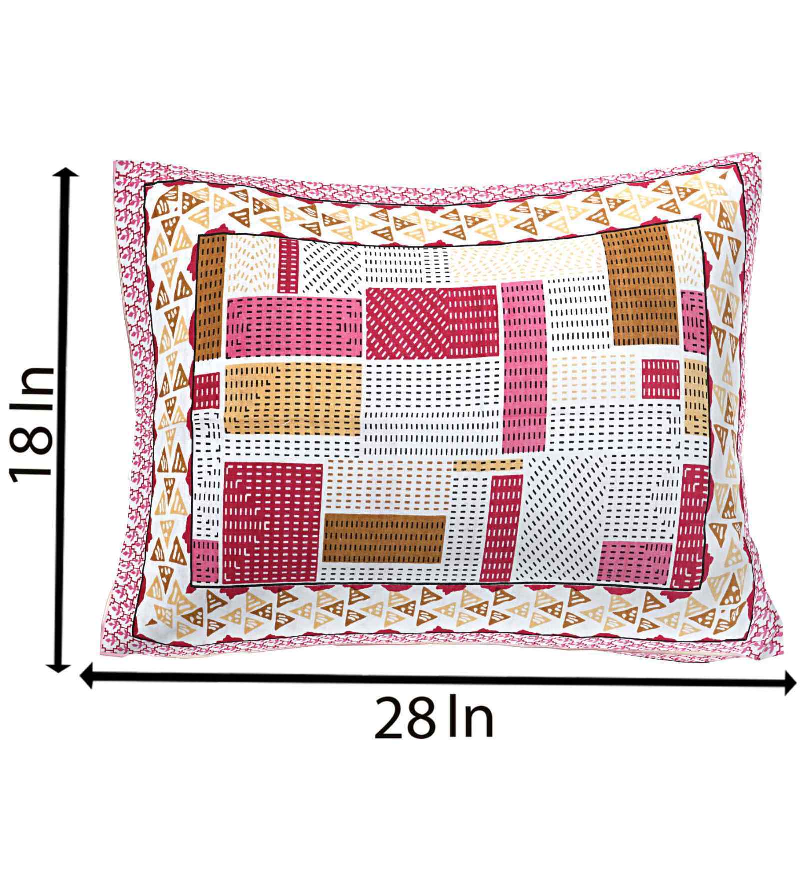 Pink Cotton Premium Quality 210 TC (18*28 Inches) Pillow Covers Set