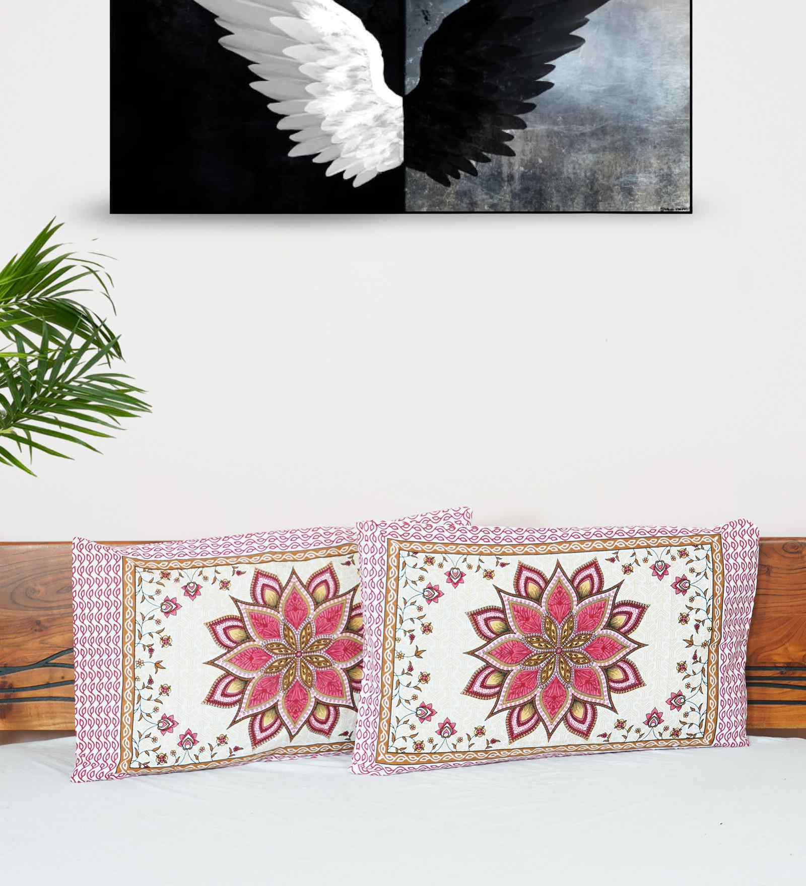 Pink Cotton Premium Quality 210 TC (18*28 Inches) Pillow Covers Set