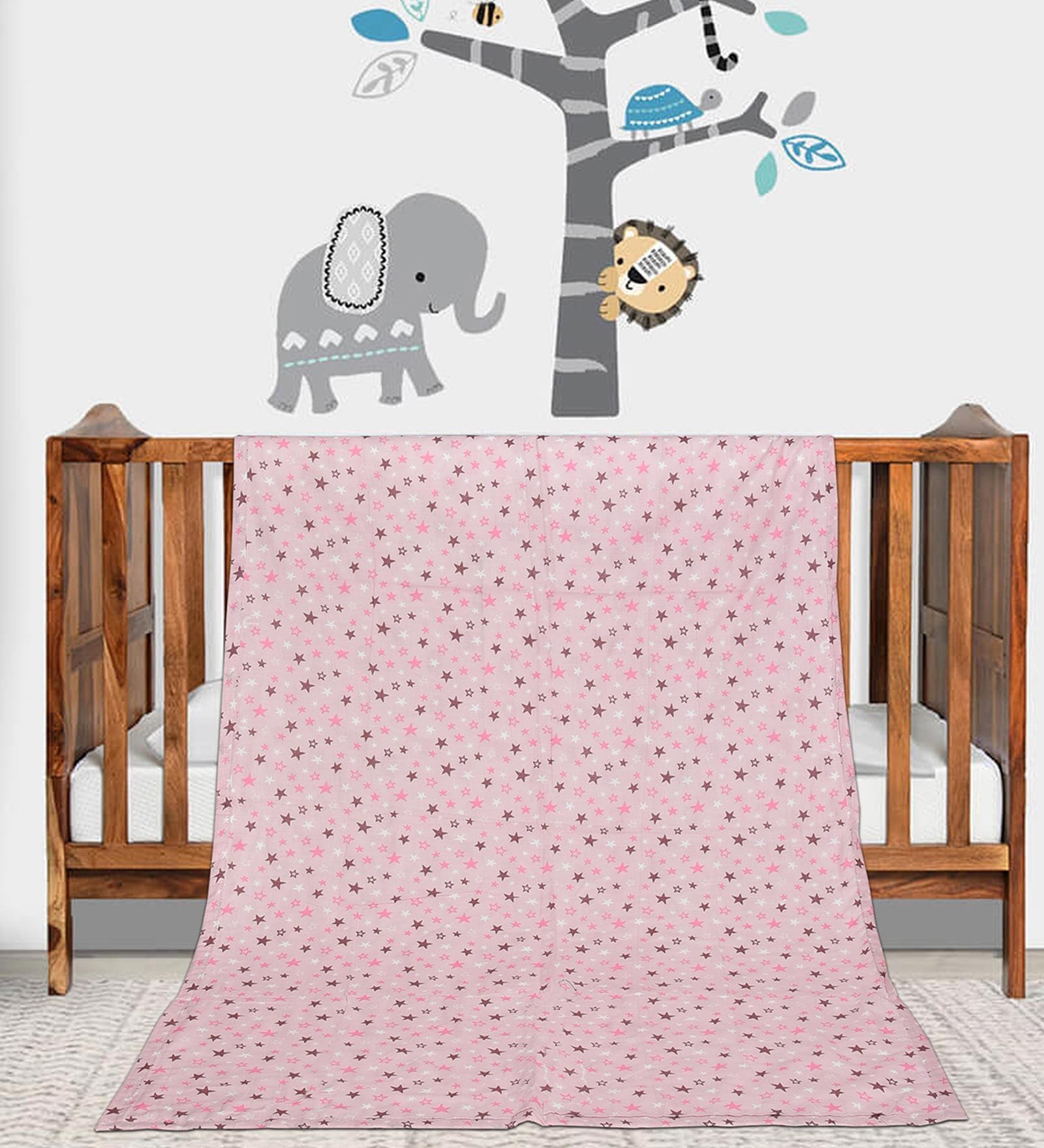 Pink Cotton Reversible Anti Fungal Pack of 1 Crib Size Kids Dohar