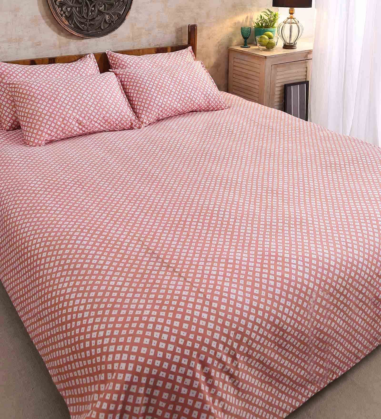 Cotton 210TC King Size Bedsheet With 2 Pillow Covers