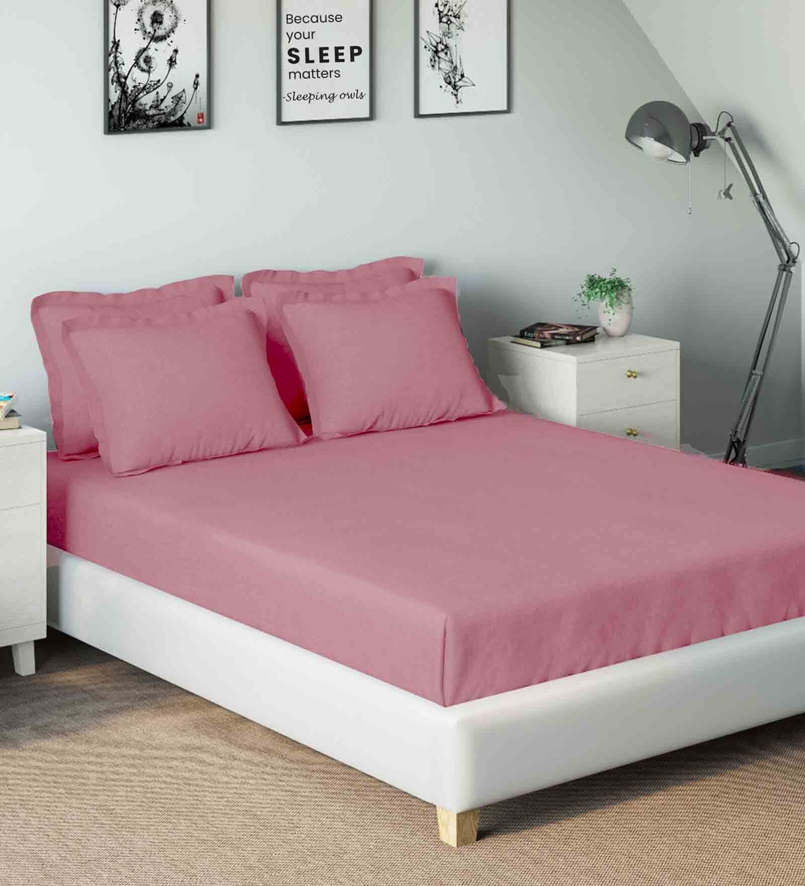 Buy Pink Solid 210 TC Cotton 1 Double Bedsheet with 2 Pillow Covers by SLEEPING OWLS at 33 OFF