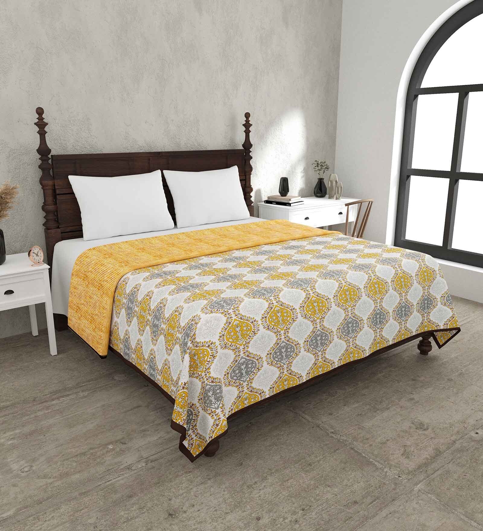 Yellow Cotton Traditional 200 GSM King Bed Dohar