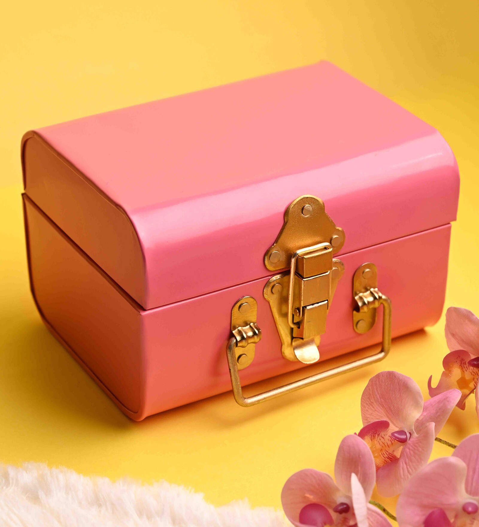 Pink Metal Dreamer Chest Jewellery Organiser