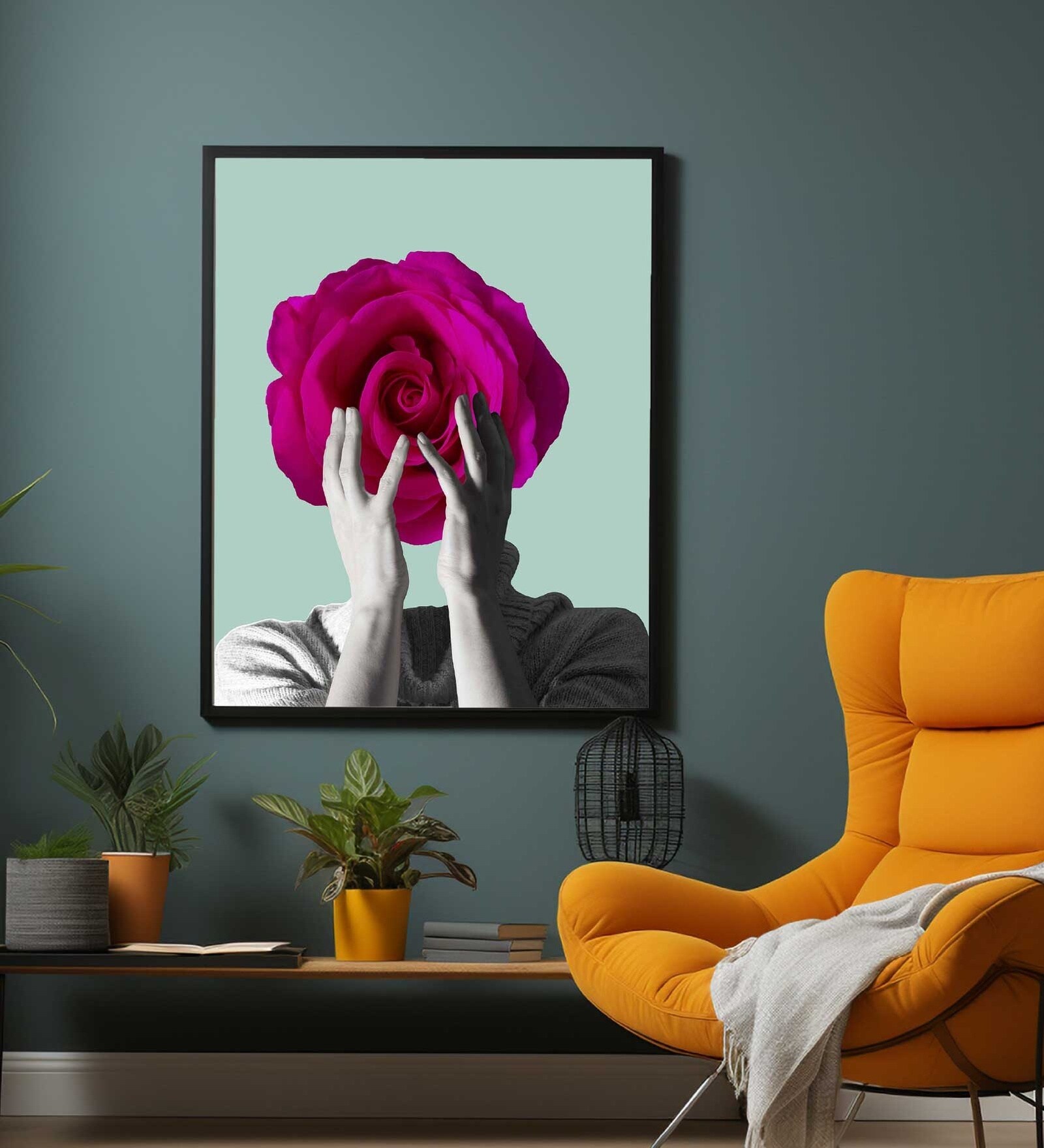 Pink Flower Printed Canvas Wall Art
