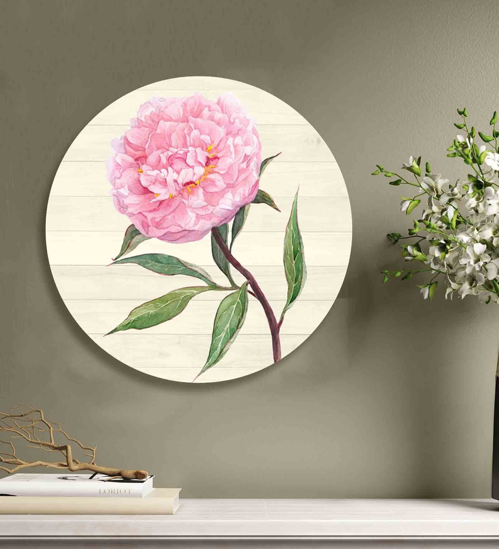 Pink Flower On Wooden Pallets Wall Plate