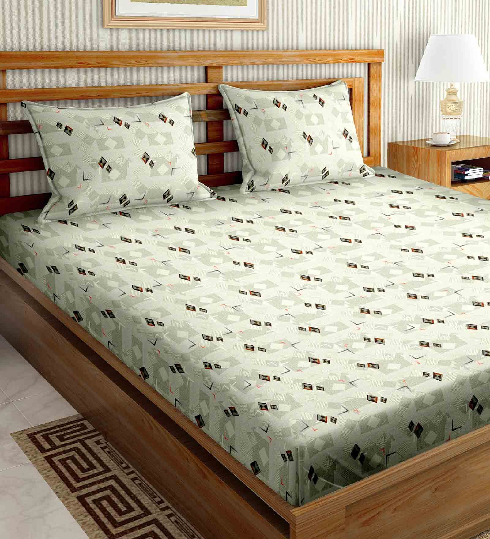 Buy Pink Geometric 180 TC Cotton King Bedsheet with 2 Pillow Covers by