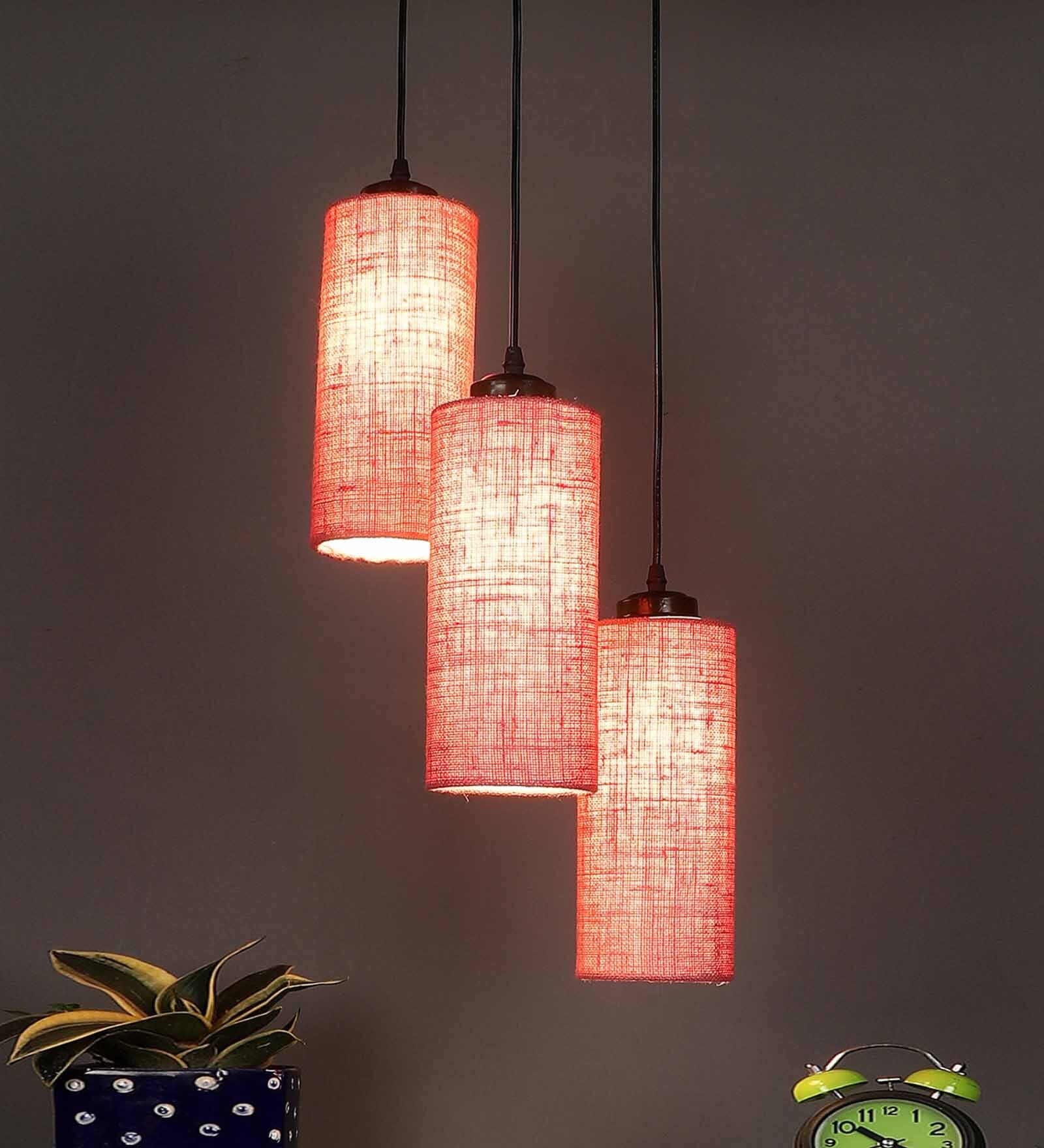 Optimus Pink Cloth Cluster Hanging Light