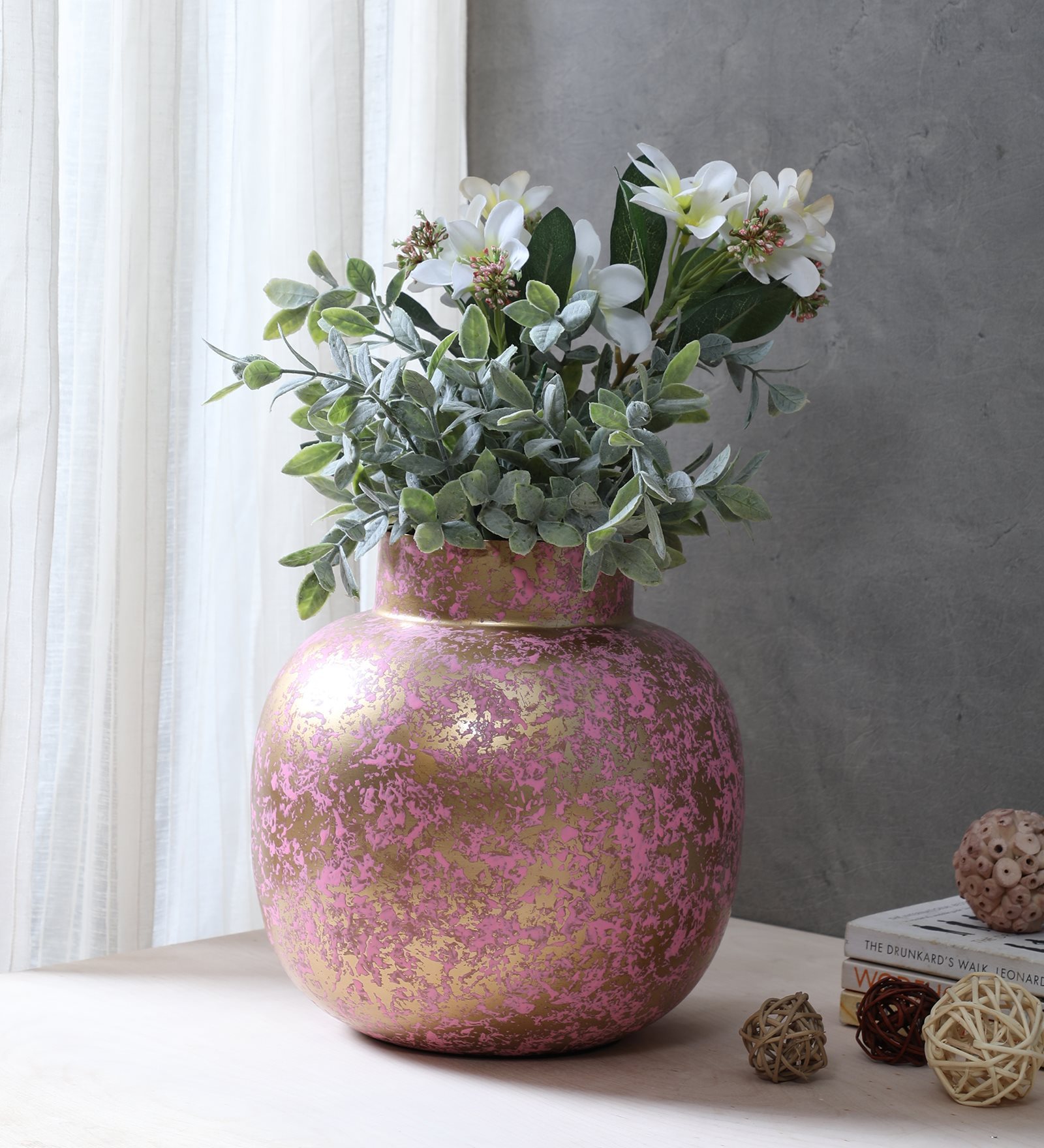 Buy Pink Gold Premium Flower Metal Vase by Cocovey Online Modern and
