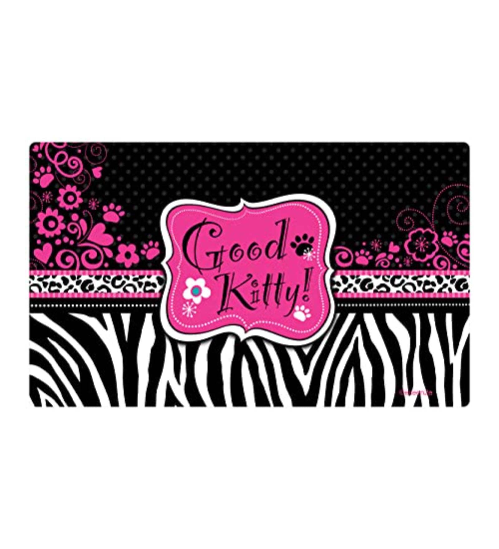 Good Kitty- Large Pink & Black Fabric Cat Pet Mat