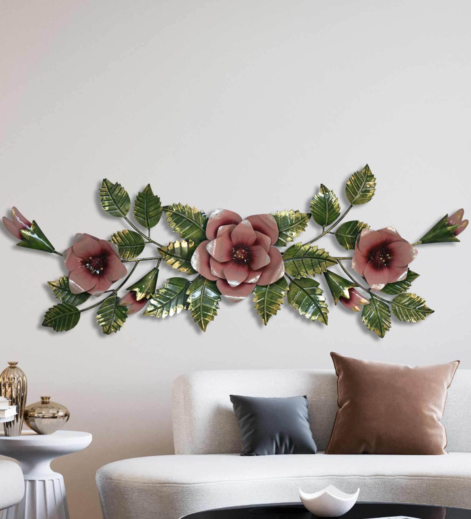 Buy Pink Iron Flower With Leaf Wall Art at 18% OFF by Hanable India ...