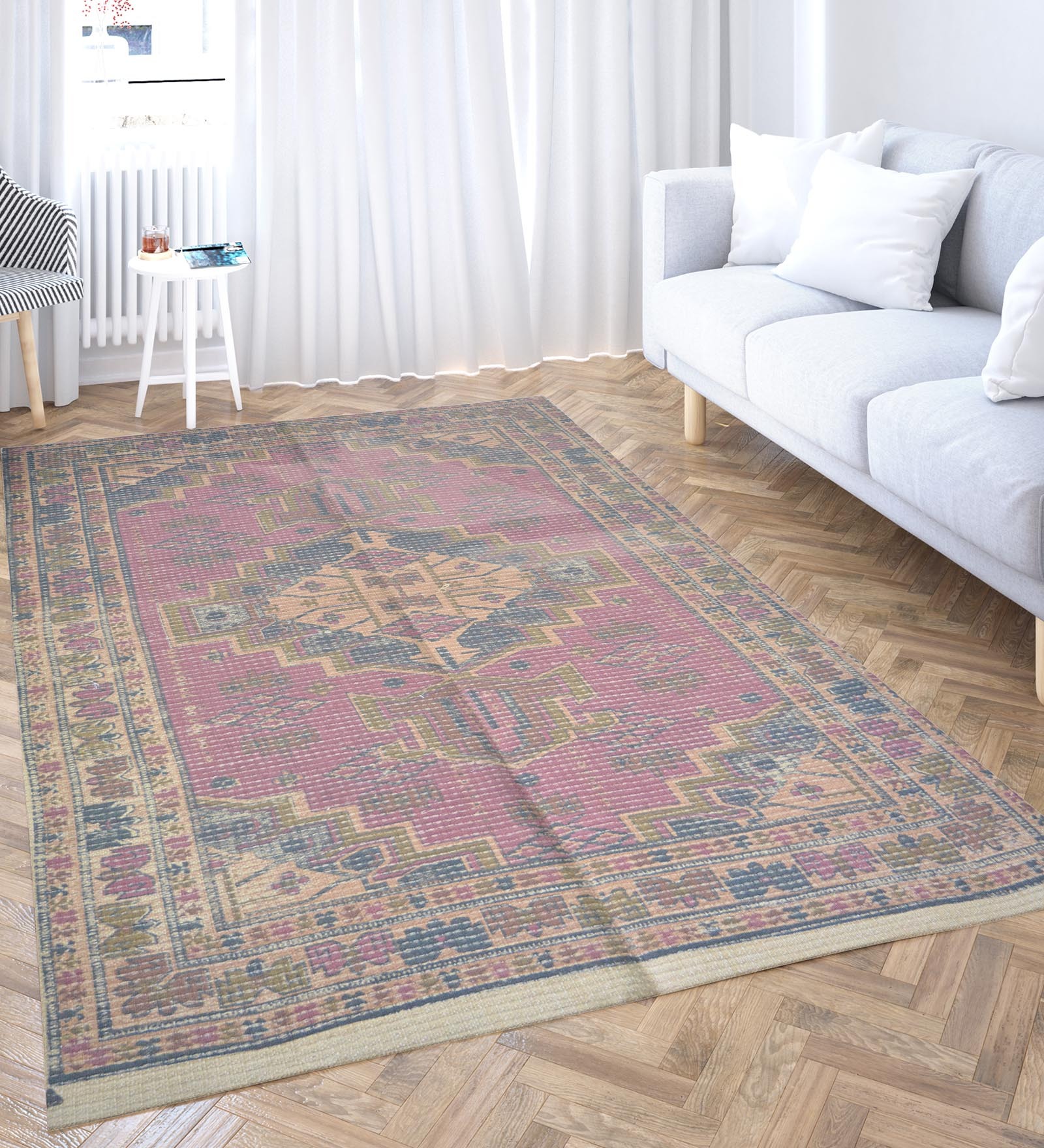 Pink Jute & Cotton Hand Woven 4 X 6 Feet Dhurrie