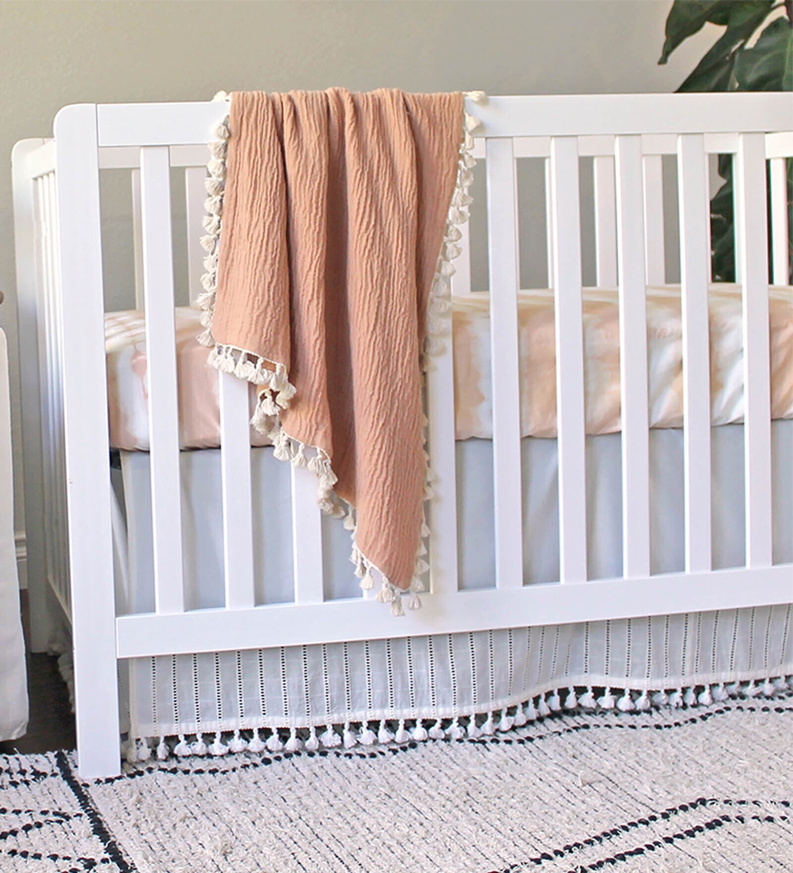 Pink Kids Abstract Cotton Satin Crib Bedsheet